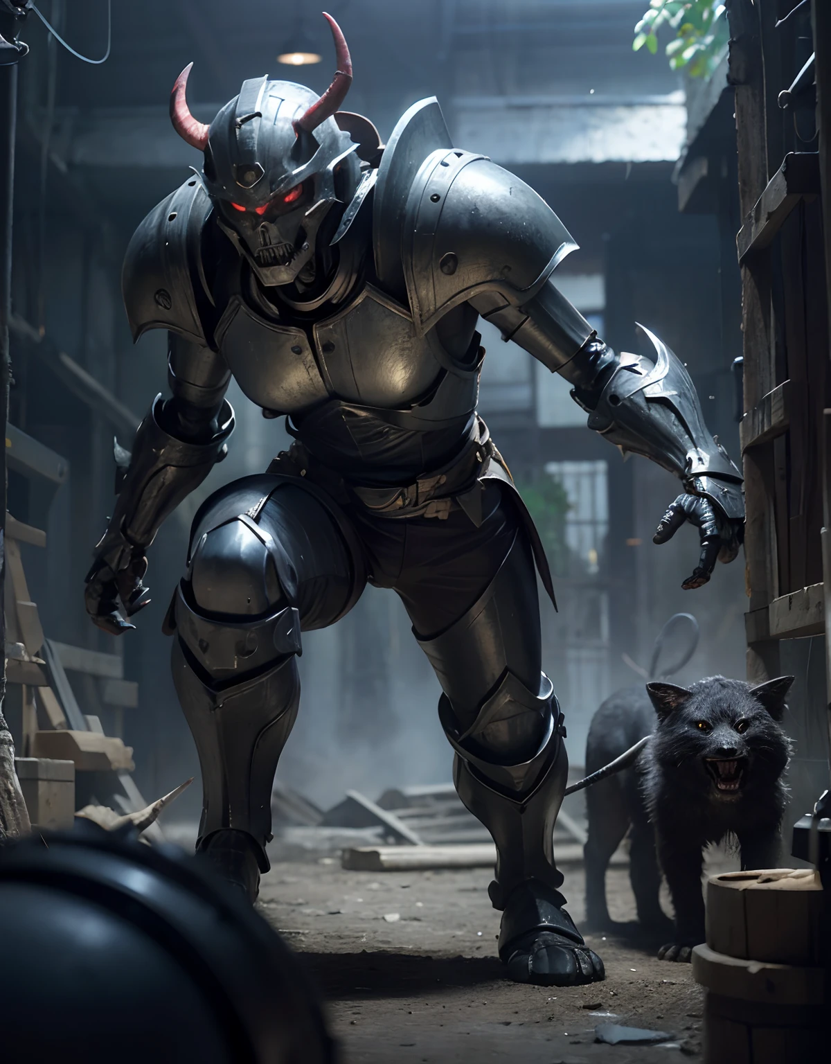 (One Knight Girl)、top-quality、masterpiece、超A high resolution、(Photorealsitic:1.4)、Raw photo、1人、Fight mutants、(Wear the Dark Knight's Armor)、glowy skin、(((Dark Fantasy)))、With a beautiful sword and shield、(Black Metal Bodysuit)、(Fight goblins、ogre、Fierce battle with orcs),(Fight fiercely against aliens)、Fight fiercely、(Skeleton collective background),(Background of decaying dungeon ruins)、(Skeleton helmet)、(Fighting Demonic Beasts)、(Small LED)、((super realistic details))、portlate、(Strong giant demon beast background),globalillumination、Shadow、octan render、8K、ultrasharp、Colossal tits、Raw skin is exposed in cleavage、metals、Details of complex ornaments、Japan details、highly intricate detail、Realistic light、(Mystical expression),CGSoation Trends、Red Eyes、radiant eyes、Facing the camera、neon details、(Mechanical limbs)、(blood vessels connected to tubes)、()、Gundam、Small LED、Toostock、(Fight aliens on another planet)、(Attack of the Monster Beasts)、(Wounded in a deadly battle)、
