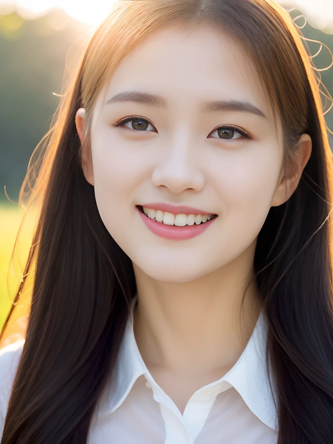 best qualtiy,tmasterpiece,超高分辨率,(真实感:1.4),RAW photogr,1girll,long whitr hair,Face Highlighting,Pure,Girly,Flushing,18yr old,18-year-old smiling female classmate,Pure,Innocent,(best qualtiy,8K,tmasterpiece:1.3),Goose egg face,being thin,largeeyes,long eyelasher,Exquisite(live-action realistic style),Star-like eyes,Ultimate face,Photorealistic light and shadow,Clear facial features,Milky white skin,Fair skin, highdetailskin, Realistic skin details, Visible Pore,(Super detail),(perfect bodies:1.1),long whitr hair,(dynamicposes),((Dynamic background((volumettic light:1.3)),huge tit(1:1.3),standing in grassy field,white shirt,black undersuit,short white pants,Free,Dashing
