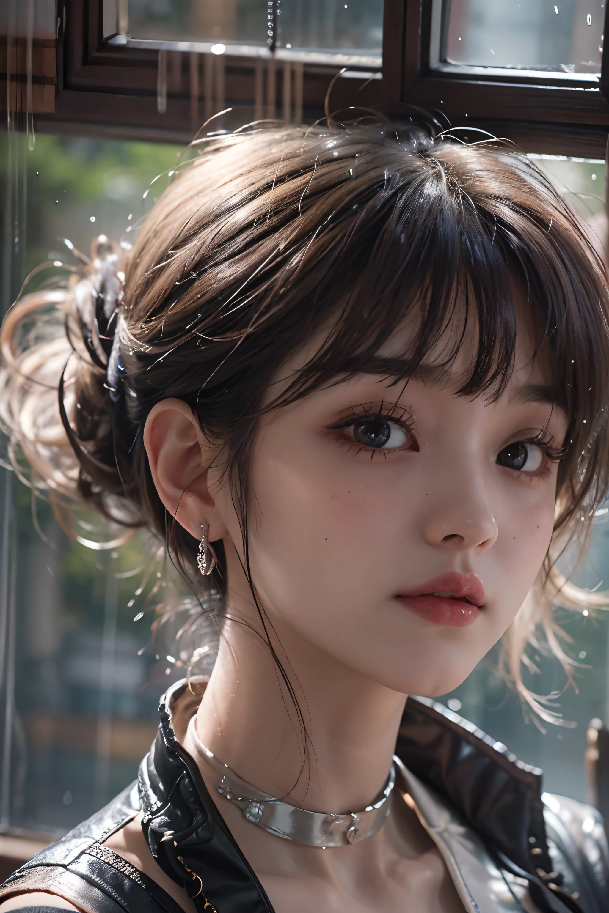 (((Masterpiece))), (((portrait))), Kujou Sara, diffused light, dynamic shadows, sharp focus, realistic, detailed, highres, absurdres, white background, no bra, photorealistic, lifelike, ((())), mascara, blushing, sleeveless, youthful appearance, pee stain, white panties, (((nudist))), (((sweept bangs))), (((side braided ponytails))), (((lips apart))), (((side)))