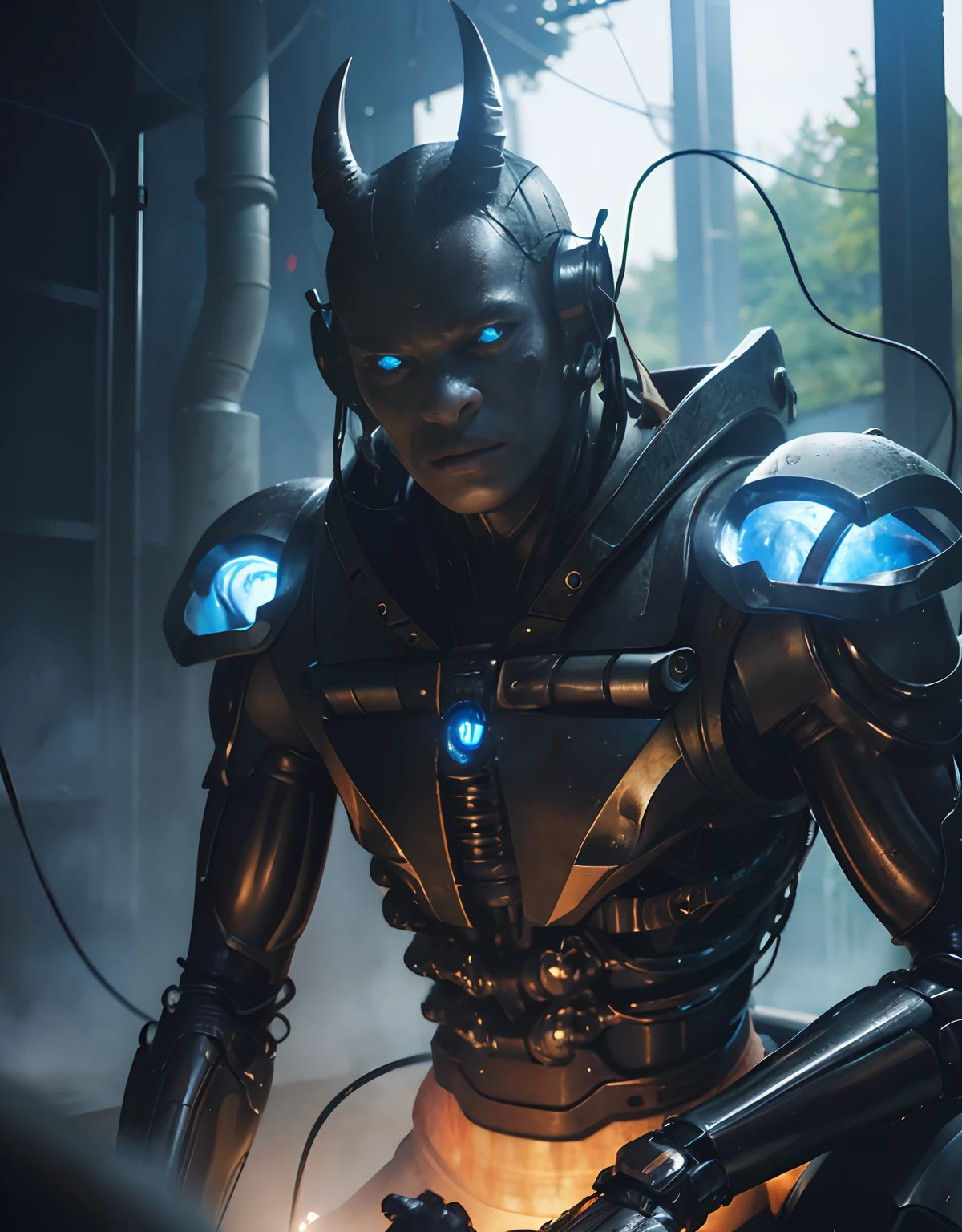 (1 Mechanical Girl)、top-quality、masterpiece、超A high resolution、(Photorealsitic:1.4)、Raw photo、女の子1人、Fight mutants、glowy skin、(((1 Mechanical Girl)))、With a beautiful knife、(Green Metal Bodysuit)、(Kobold、ogre、Fierce battle with orcs),(Fight fiercely against aliens)、Fight fiercely、(beautiful forest background)、(Fighting Demonic Beasts)、(Small LED)、((super realistic details))、portlate、(Strong giant demon beast background),globalillumination、Shadow、octan render、8K、ultrasharp、Colossal tits、Raw skin is exposed in cleavage、metals、Details of complex ornaments、Japan details、highly intricate detail、Realistic light、(Mystical expression),CGSoation Trends、Blue eyes、radiant eyes、Facing the camera、neon details、(Mechanical limbs)、(blood vessels connected to tubes)、Mechanical vertebrae attached to the back、mechanical cervical attaching to neck、(Wires and cables connecting to the head)、Gundam、Small LED、,Mechanical thighs、Toostock、(Hands are also made of machines)、(Attack of the Monster Beasts)、(Wounded in a deadly battle)、