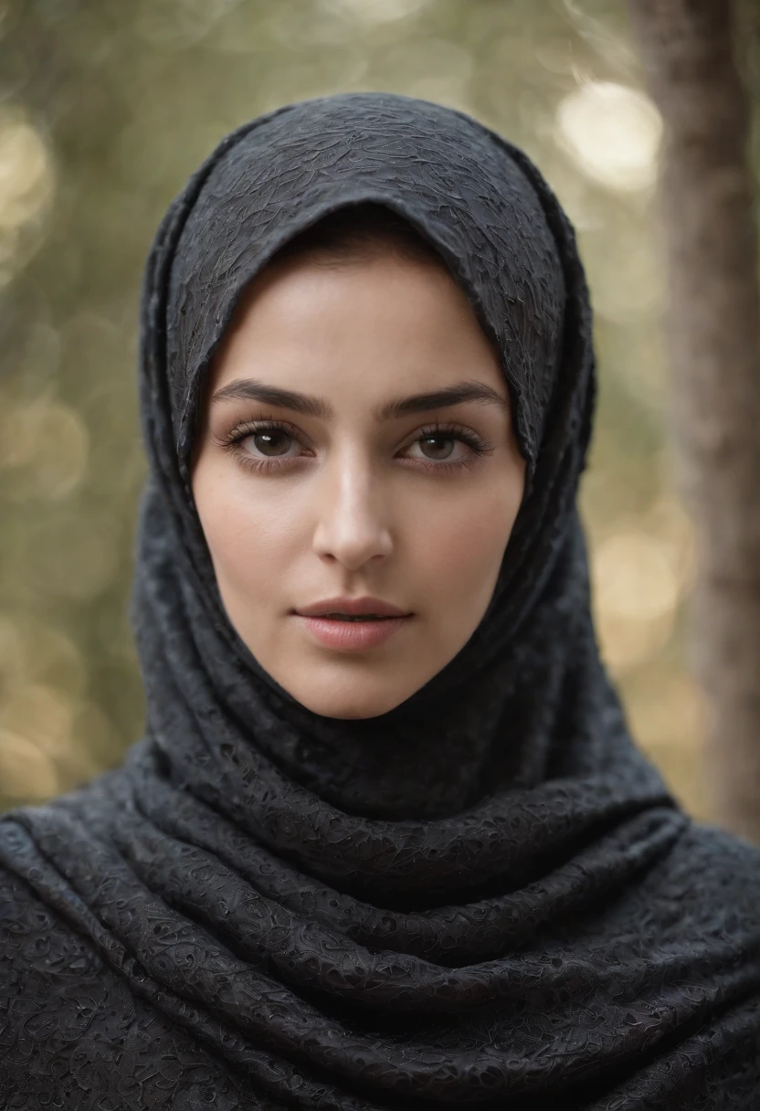 Subject: "Hidden Complexities Beneath the Veil" Style: Photorealism, 8k, DOF Description: Visualize a stunning woman in a hijab, but beneath the surface, reveal intricate trypophobia patterns that are only noticeable upon closer inspection. Achieve a balance between beauty and unsettling complexity.