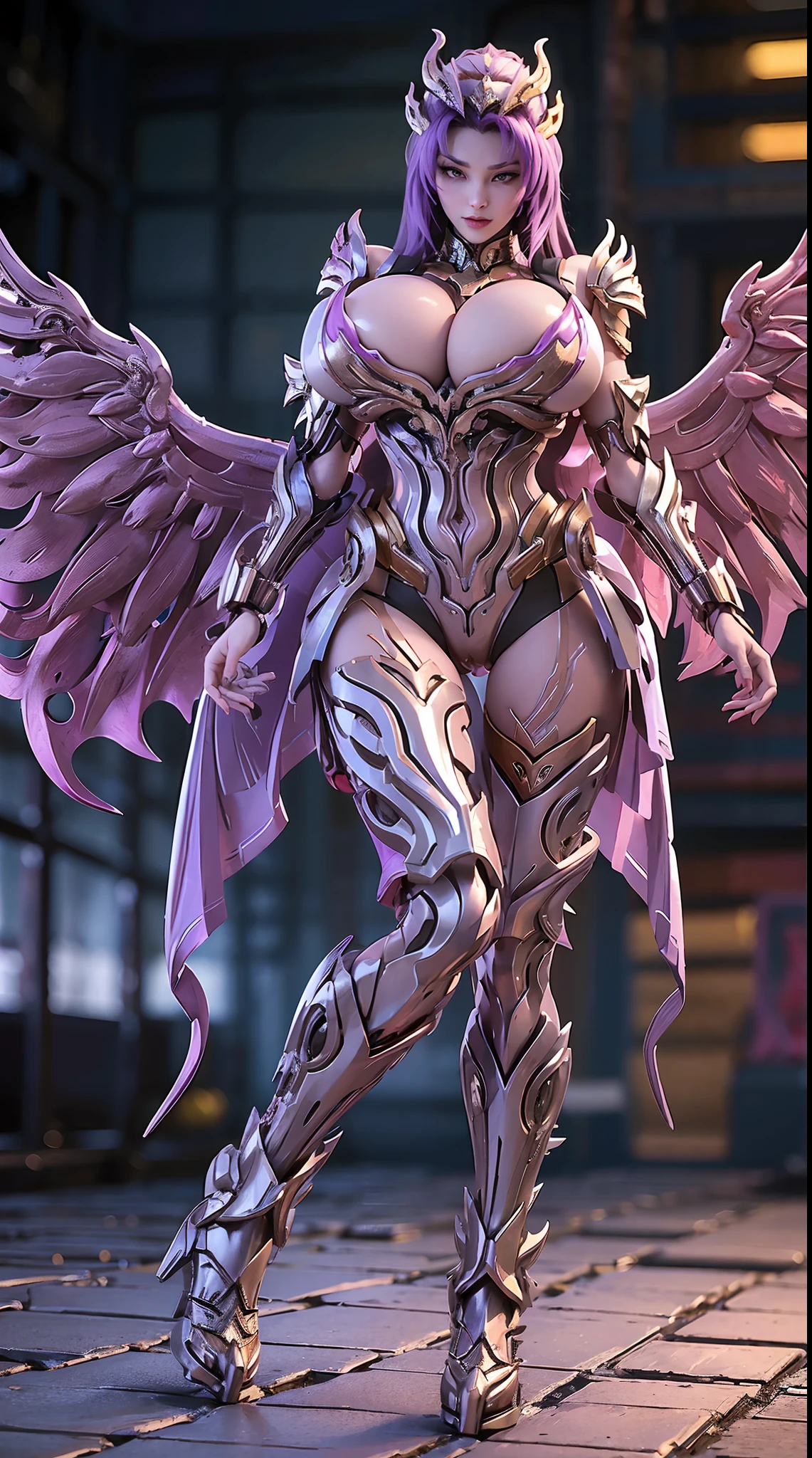 (DRAGON QUEEN HELM), (HUGE FAKE BOOBS), (BEAUTIFUL FACE), (PURPLE, GOLD, WHITE), (DESERT MOUNTAIN), (((A PAIR OF GIGANTIC MECHANICAL WINGS SPREAD OUT))), RAINBOW COLOR FUTURISTIC PHOENIX MECHA BODYSUIT, (CLEAVAGE), (SKINTIGHT YOGA PANTS), (HIGH HEELS), (PERFECT BODY:1.2), (FULL BODY VIEW), (LOOKING AT VIEWER), (WALKING DOWN:1.2), SEXY MUSCULAR BODY, (MUSCLE ABS), UHD, 8K, 1080P.