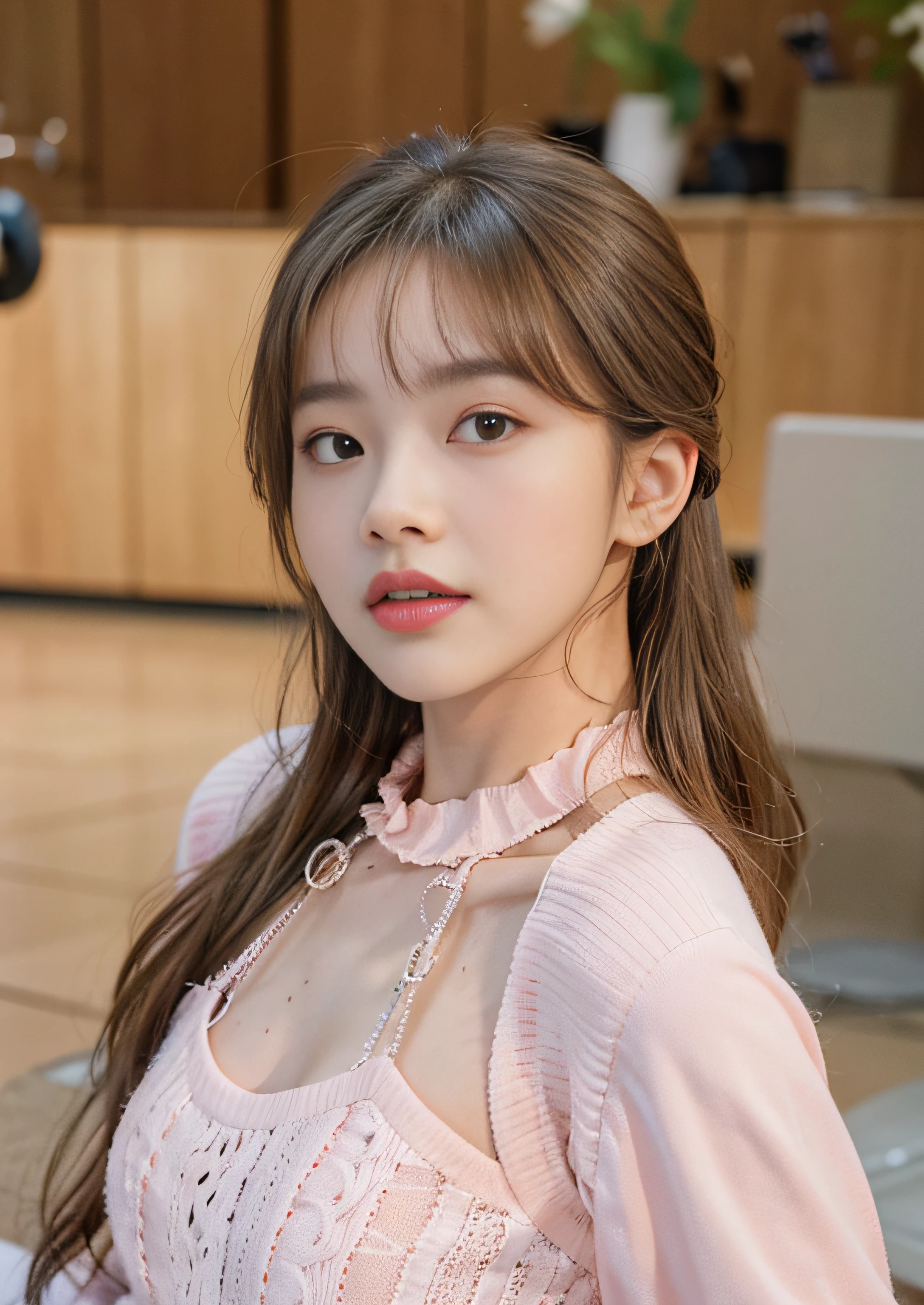 There was a woman sitting down, lalisa manobal, portrait of jossi of blackpink, portrait of female korean idol, lalisa manoban of blackpink, park jimin, Lee Ji-eun, lee ji eun, sakimichan, chiho, Choi Hyun-hwa, jaeyeon nam,Good teeth,Moisturize lips,