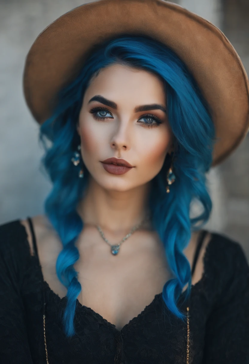 a girl with blue hair