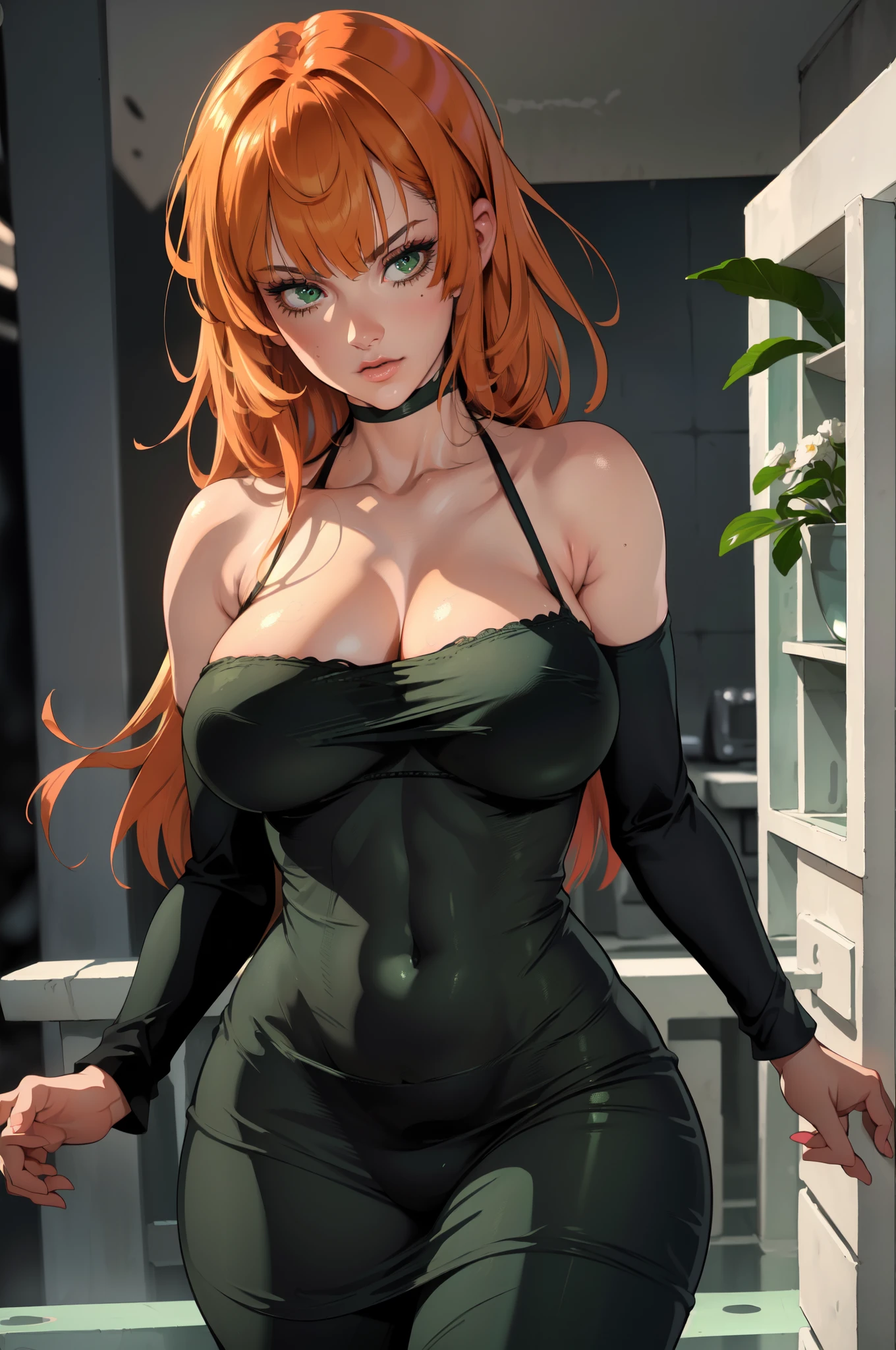 (best quality,4k,8k,highres,masterpiece:1.2),ultra-detailed,(realistic,photorealistic,photo-realistic:1.37),beautiful detailed eyes,beautiful detailed lips,extremely detailed eyes and face,long eyelashes,green hair,portrait,soft lighting,vibrant colors