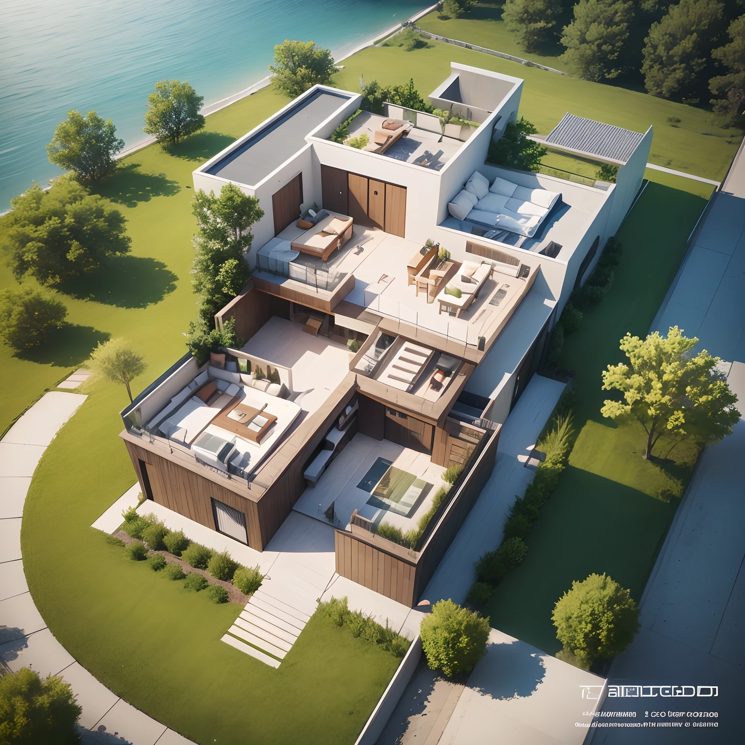 vector art, hd high res ultra high quality top view plan small modern villa,garage,car,pool,ghazebo,water fall, auto cad floor plan drawing, perfect composition, beautiful detailed intricate insanely detailed octane render trending on artstation, 8 k artistic photography, photo realistic concept art, soft natural volumetric cinematic perfect light, chiaroscuro, award - winning photograph, masterpiece, 2d rendering, top view plan