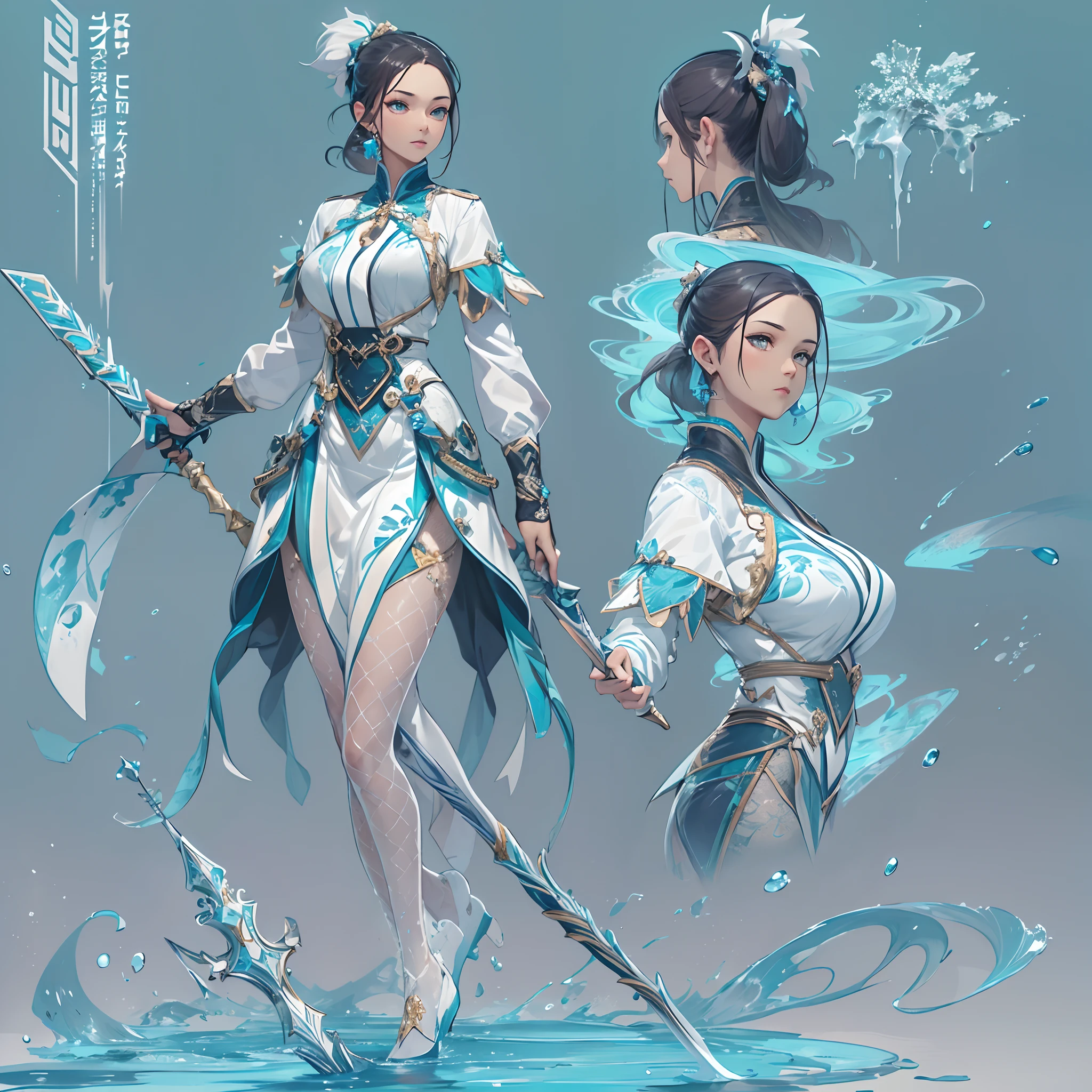 A close up of a woman in a white dress holding a sword - SeaArt AI