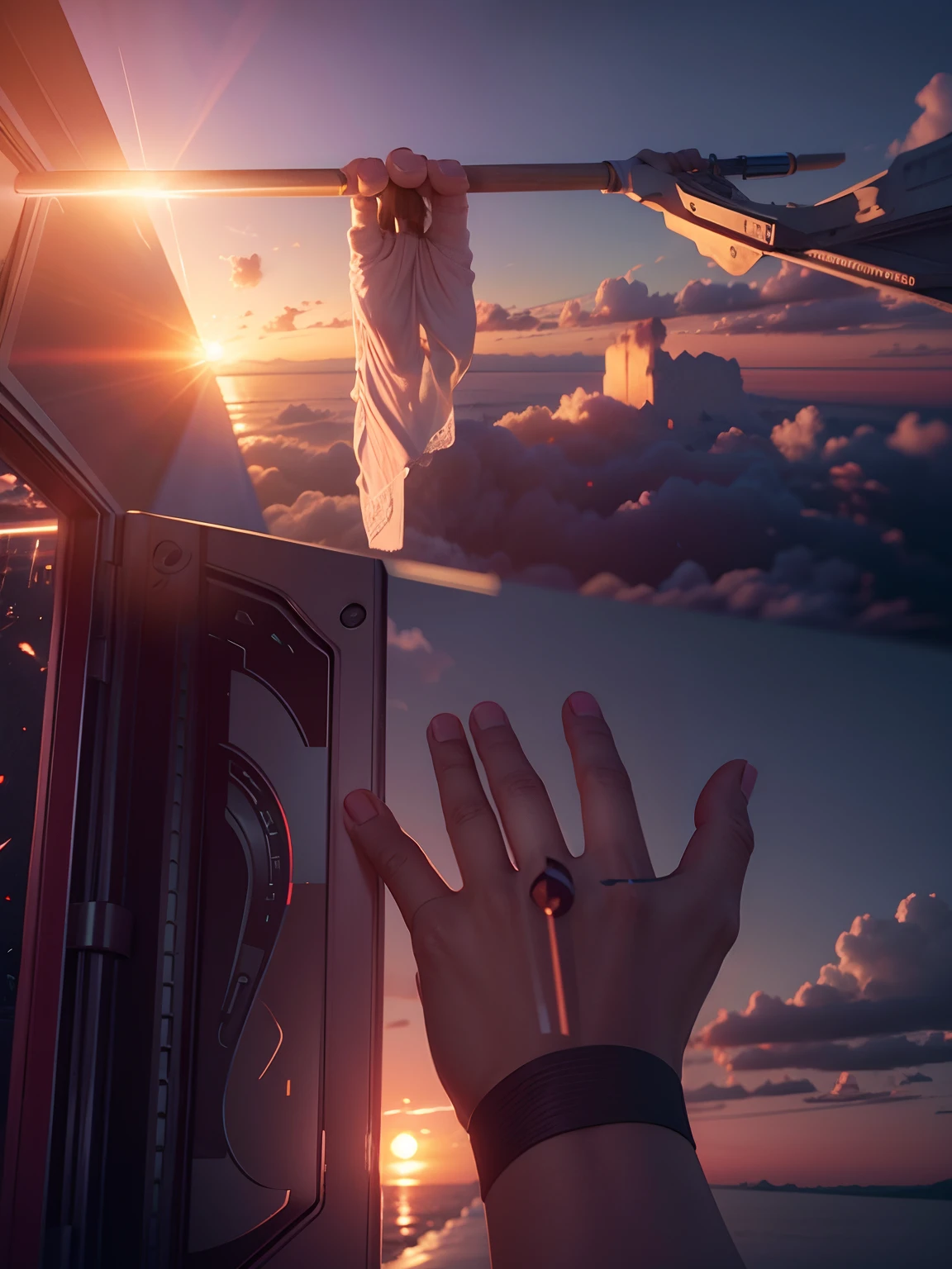 BACKGROUND CHANGE BACKGROUND CLOUD GIRLS AND HAND SUNSET 8K ULTRA REALISTIC