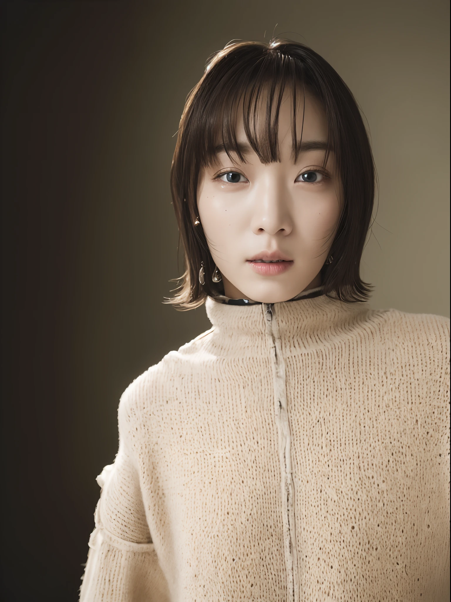 hightquality:1.3、​masterpiece、hight resolution、［1 girl in］、｛独奏｝、fully body photo、((Photorealsitic):1.1)、Real person、mascara, ,(Textured skin, Skin pores:1.1), (Imperfect skin:1.1) intricate detailes, (Unripe, 8K:1.2), Detailed skin、japanes、catchlight、piercings、a necklace、white walls