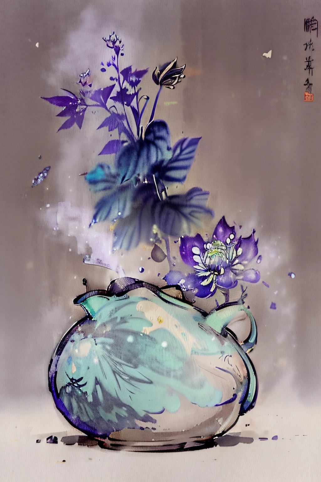 mountain water，Solar term cold dew，maple leaves，Purple clay teapot，Purple clay teacup，medicine