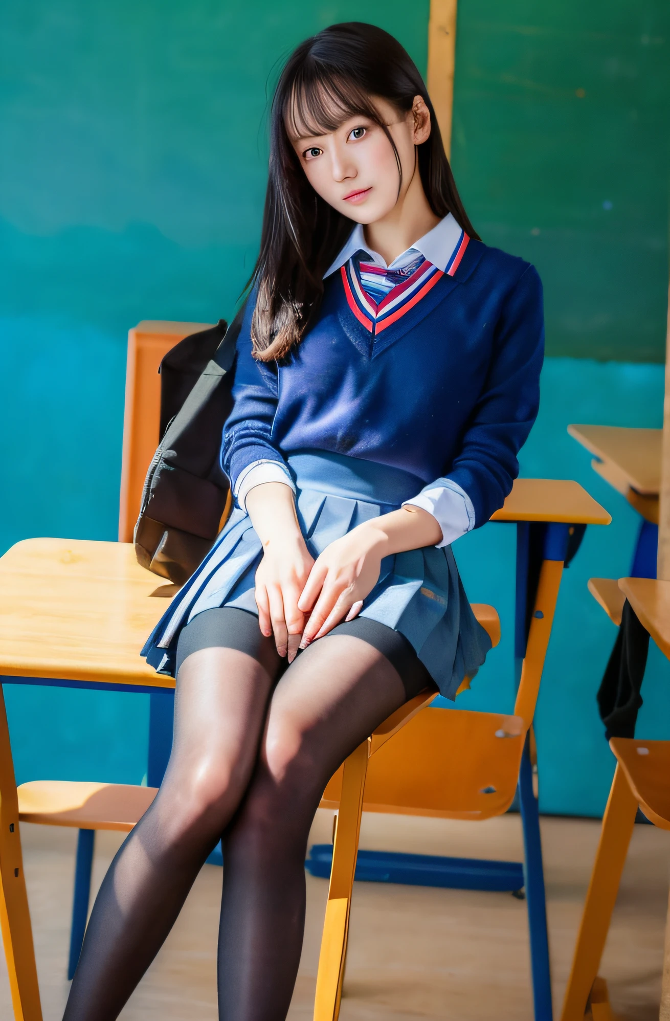 hi-school girl、Blue Eye、Bright brunette、(School Uniforms:1.5)、(M-shaped legs:1.5)、opens legs、Spread your knees to the sides、Spread your hands to the sides、Pubic area that pops out、Navy Socks、(Bright school classroom:1.5)the viewer, Realistis, full body Esbian, radical, Haute, (Spread the pubic area with your fingers:1.5)RAWExtremely detailed, Sticky tongue, sexual excitement, Sex Expressions, shinny skin。