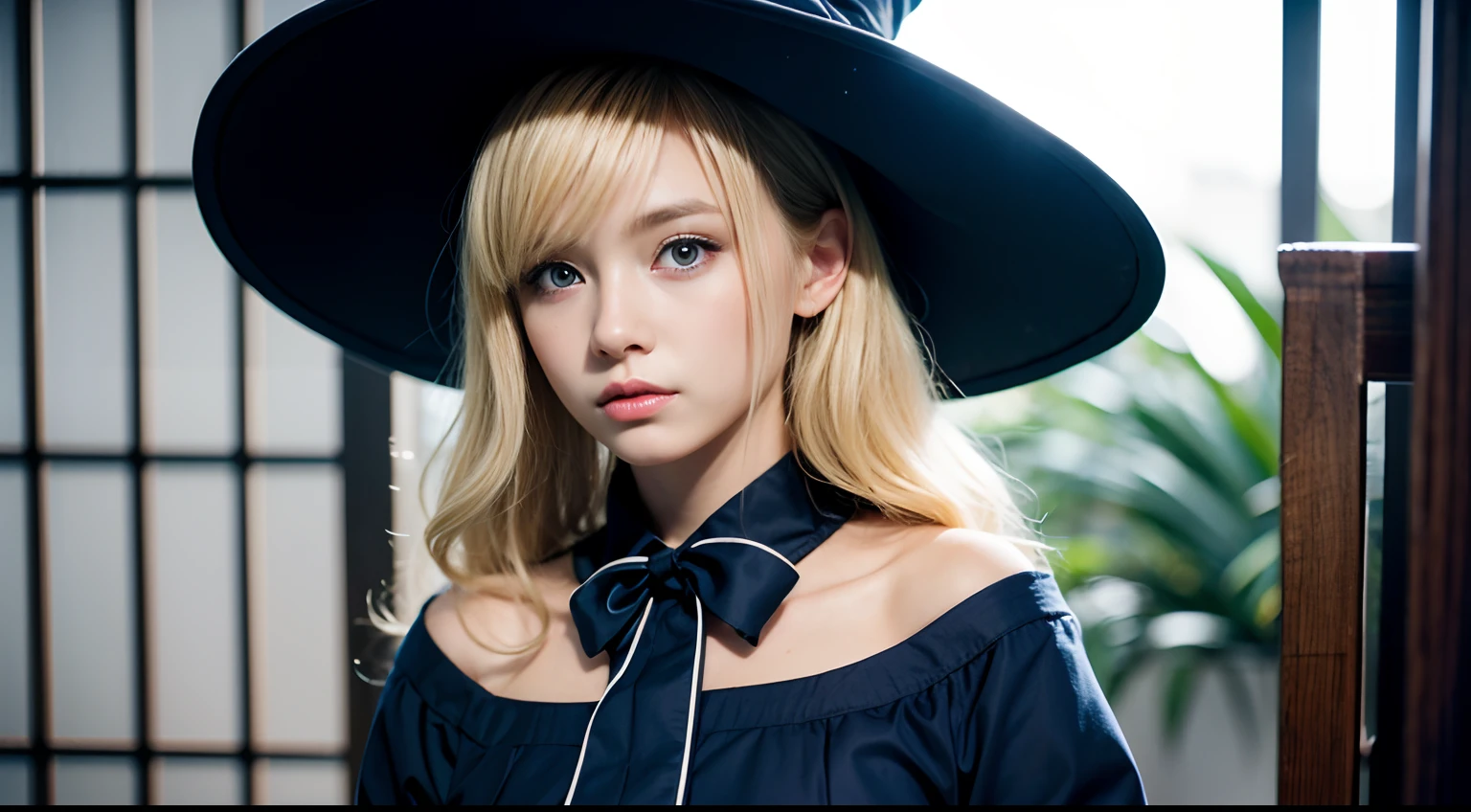 cute black socks, girl showing black socks, cute feet, slightly dirty black socks, black background, (cute, silly and aroused woman),(23 years old female:0.9), (18 years old female:0.6), suggestive pose and sexy expression. blonde hair, super huge black witch hat with purple, white shortsleeved shirt with a cute purple bow, blue eyes, rubbing chin, thinking, full body, black background, zoomed out, body in frame, hat in frame, Kleidung, feet, foot_focus, foot, footwear, socks, soles, legs, loose socks