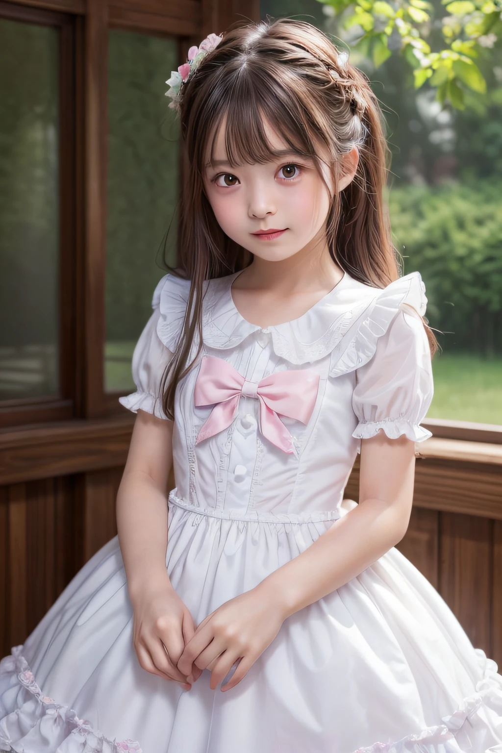 ((Top image quality、8K、masterpiece:1.3))、Realistic high-quality photos、top-quality、a girl、Play party、hime、Dresses with frills
