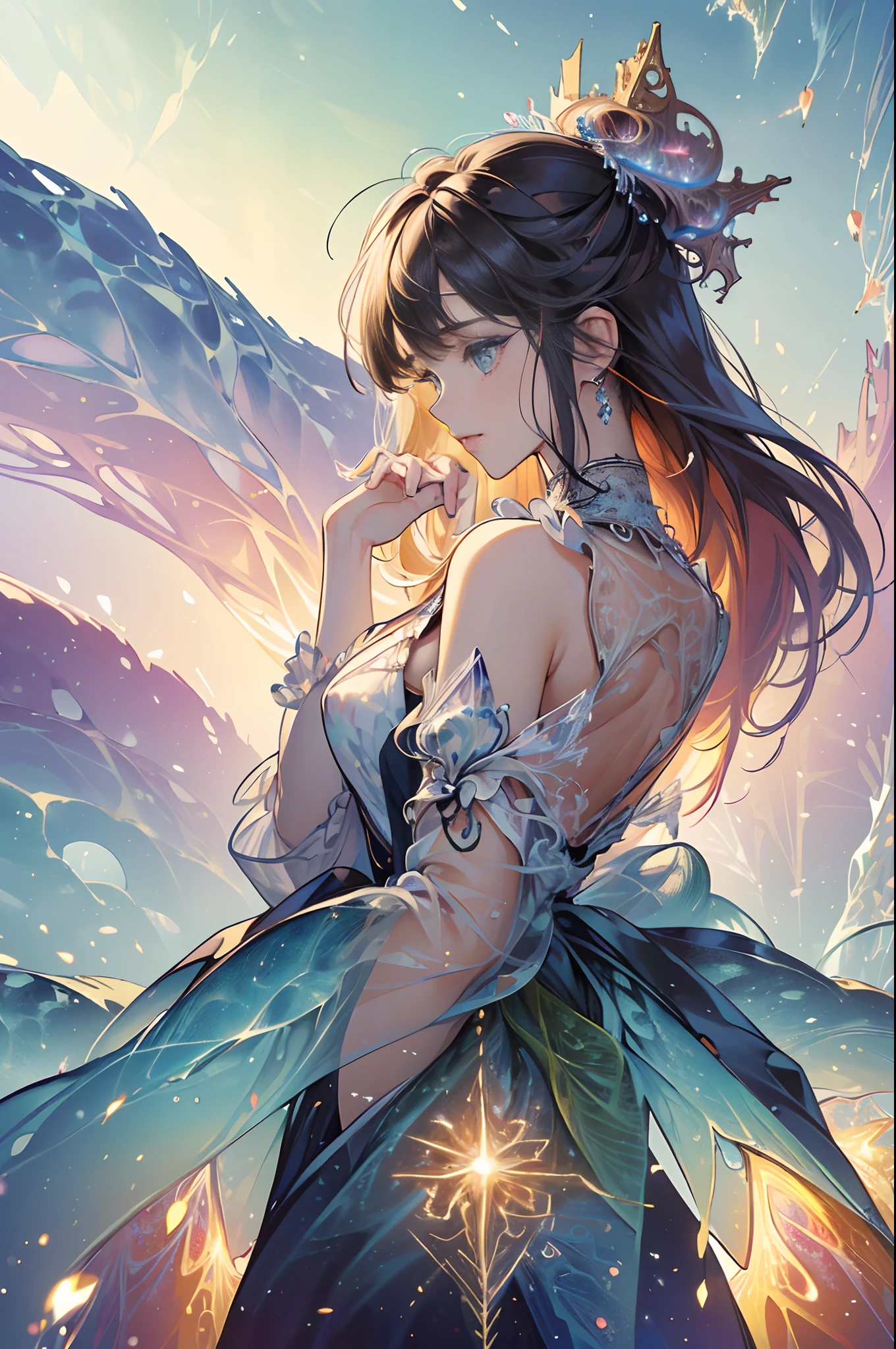 (Masterpiece, Top quality, Best quality, offcial art, Beautiful and aesthetic:1.2), (1girll),Upper body, extreme detailed details,(Fractal art:1.3),Colorful,highest details