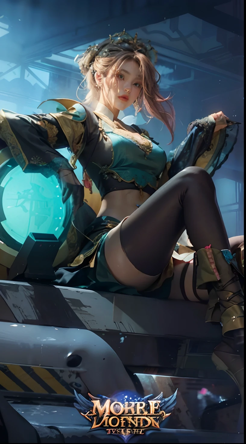 Art depicts a charming woman,Dressed in a flowing manner、Silky low-cut hanfu,In pink,Decorated with intricate patterns and bright colors。Her dress draped elegantly over her curvy figure,Highlights her seductive silhouette。She lay lazily under the moon,legs are open ,Shines through panties,bathed in the soft glow of the moonlight。The scene exudes an ethereal and dreamy atmosphere,With a touch of mystery and sexiness。The image style incorporates watercolor and digital illustration techniques,It evokes a refined beauty and charm。The lights are filled with soft moonlight,casting soft highlights and shadows on her charming features。Bare thighs,Bigchest,Three-dimensional facial features,Lie with your legs apart,Side braids