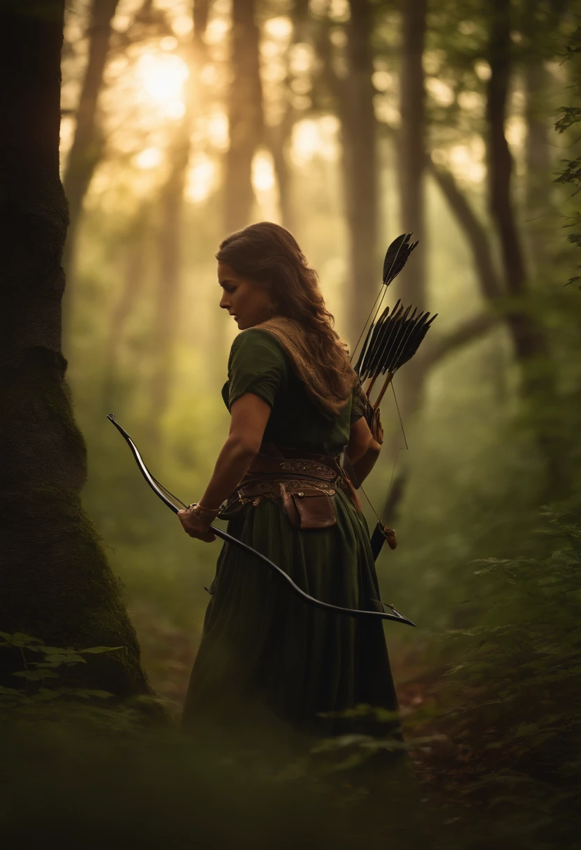 robinhood,forest,mysterious,night scene,hiding in the shadows,beaming moonlight,bow and arrow,archery expert,camouflaged outfit,silent steps,green leaves,thick trees,tree branches,moonlit path,dappled light,birds chirping,tranquil ambience,stealthy movement,peering through darkness,wisps of mist,calm air,distant rustling,sharp-eyed vigilance,adventure awaits,skilled hunter,swift reflexes,natural instincts,aiming with precision,waiting for the perfect moment,rebel hero,mischievous smile,vivid colors,masterpiece:1.2,ultra-detailed,having the courage to fight for justice