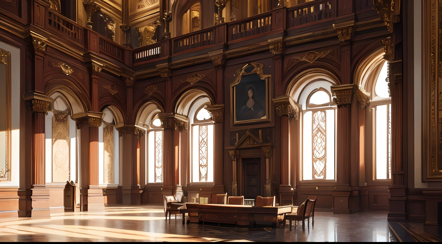 (Very detailed and high quality photos, masterpiece, best quality, 8k) the interior of a grand library with renaissance architecture