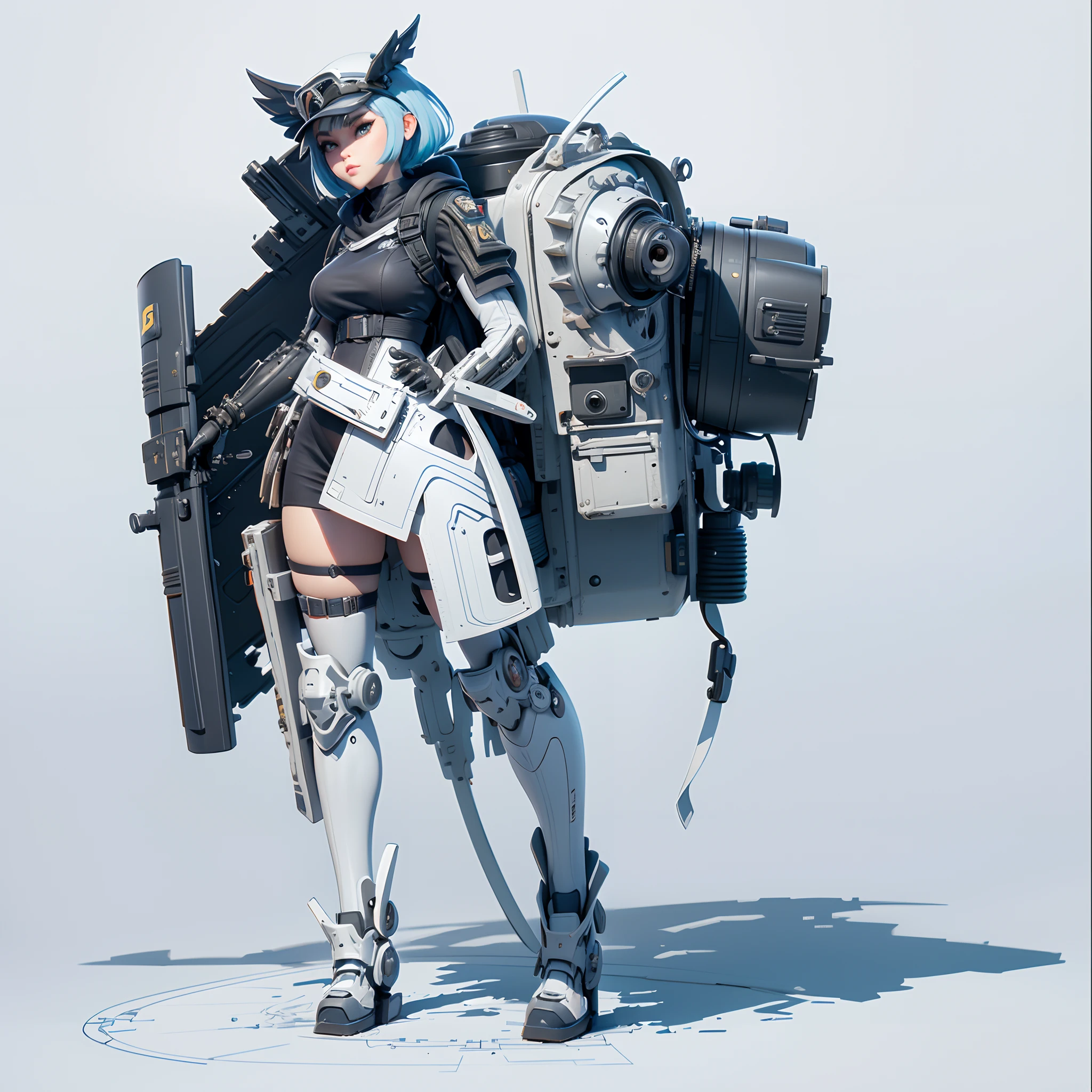 Draw a woman with a camera and a backpack, heavy lineart, detailed full-body concept, Line sketch, Line sketch!!, hyper detailed line art, line work concept art, highly detailed sketch, Line art!!, Inspired by Masamune Shirow, lineart behance hd, mechanized soldier girl, heavy outline, perfect lineart