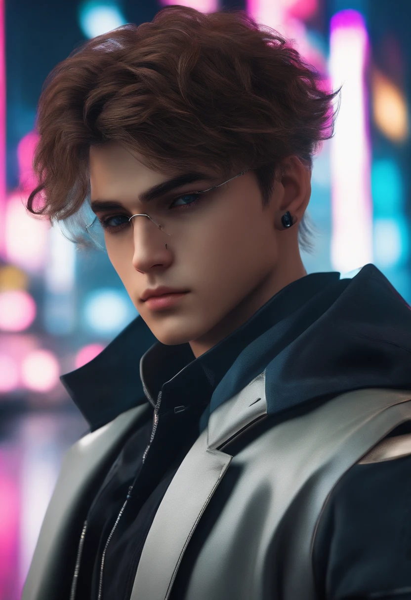 Change background cyberpunk handsome boy ultra .realistic face. 8k .