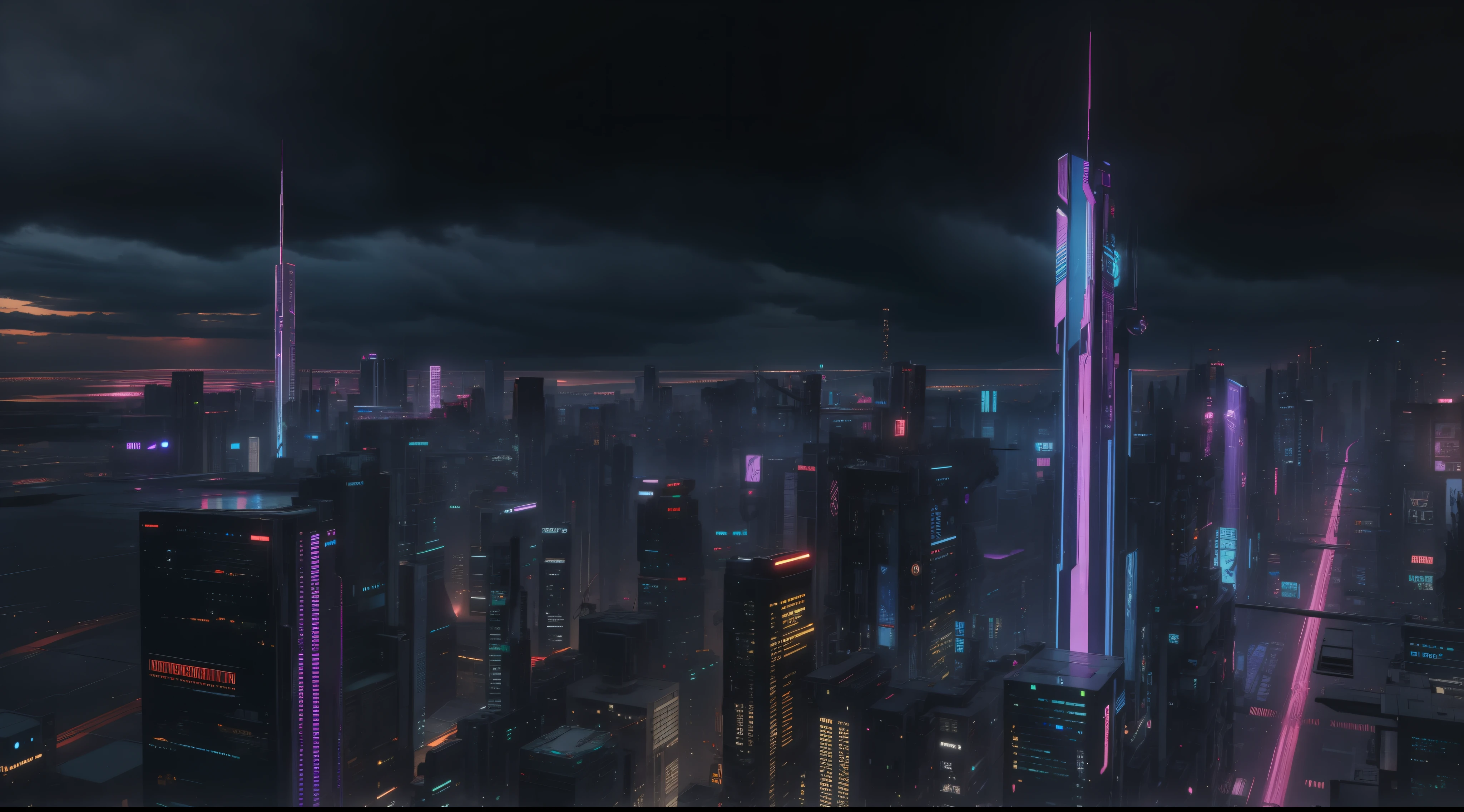aerial view, cyberpunk city, realistic skyline, cyber urban fantasy, vibrant, photorealistic, realistic, dramatic, dark, sharp focus, 8k