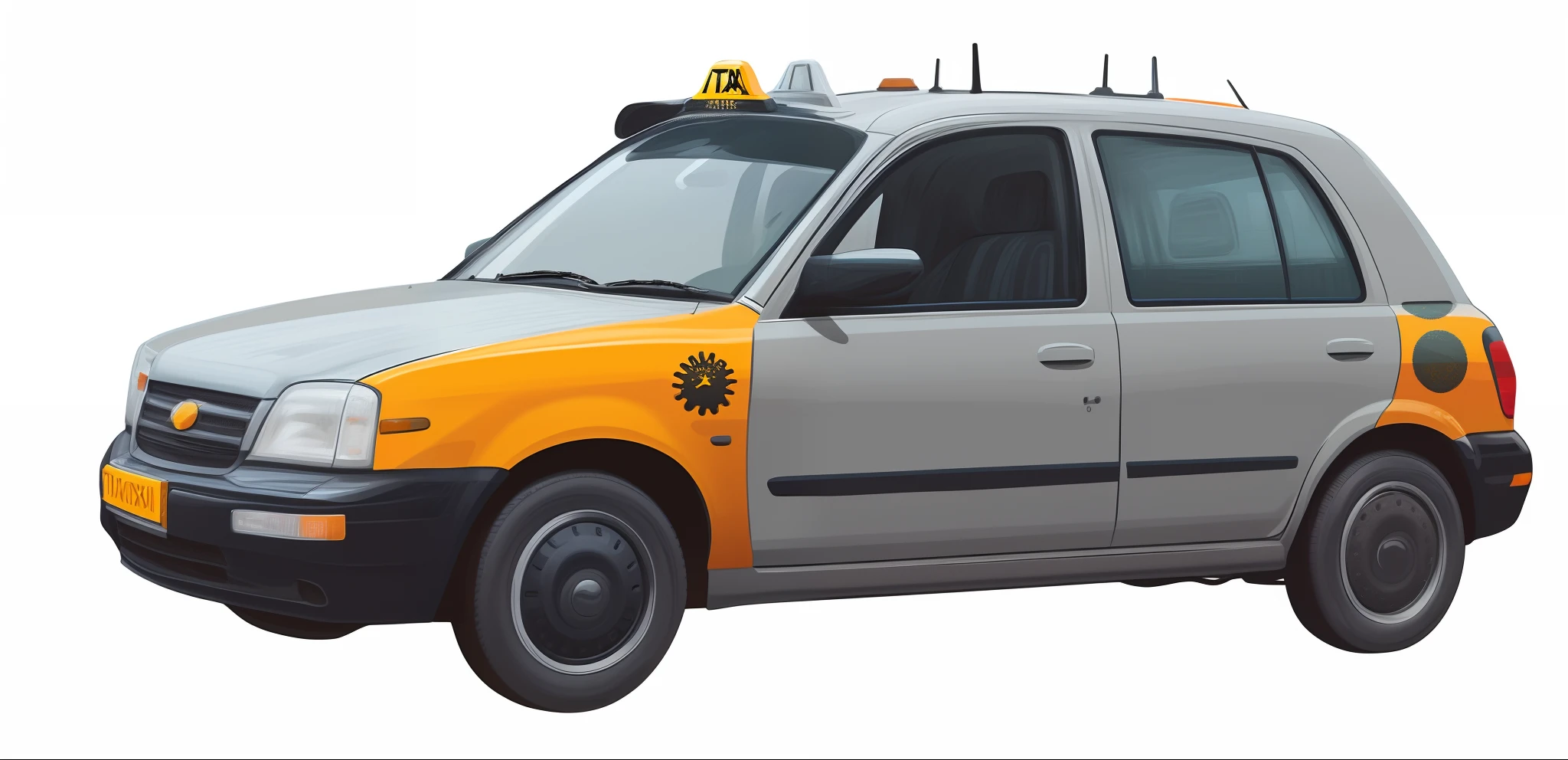 african taxi car, two tone colors, masterpiece, vector art,