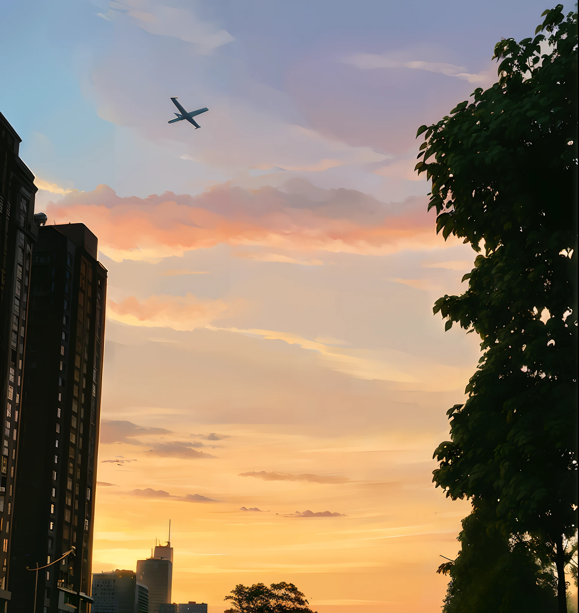 A plane flew over the city at sunset, shot with iphone 1 0, taken at golden hour, At sunrise, flying through sunset, At sunset, shot at golden hour, At dusk, taken on iphone 1 3 pro, shot on iphone 1 3 pro max, shot with a canon 20mm lens, Sunset sky, Morning sunrise, during sunrise