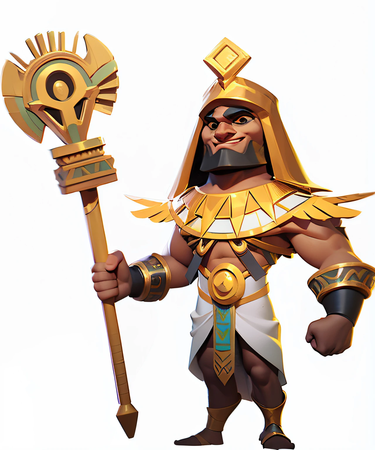 Clash Royale style,Close-up of cartoon character holding a big sword, God of Egypt, legendary god holding spear, God of Egypt, egyptian warrior, God of Egypt, an undead desert lich pharaoh, angry god anubis, Pharaoh, storm egyptian god, Holding a scepter, egyptian samurai, Wind Egyptian God, Pharaoh's clothes, desert fighter ancient mage, Osiris, pharoah