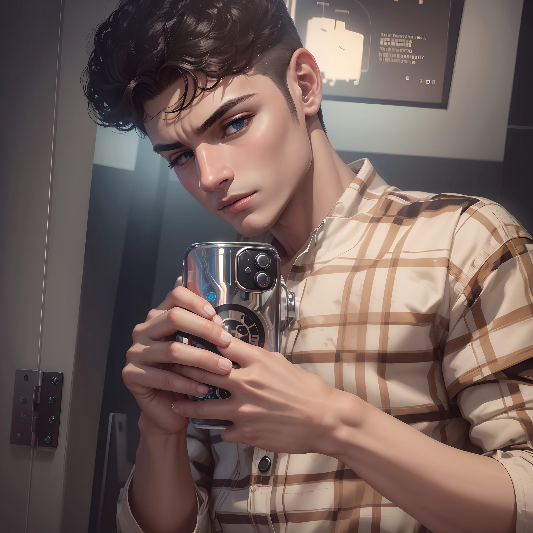 Handsome boy,Warm light and shadow,late sunset,Sweat slightly at the end of exercise,Handsome in front of the camera,8k wallpaper,Contour lines,the golden ratio,cozy room,best qualtiy,Anime wallpaper style,A high resolution