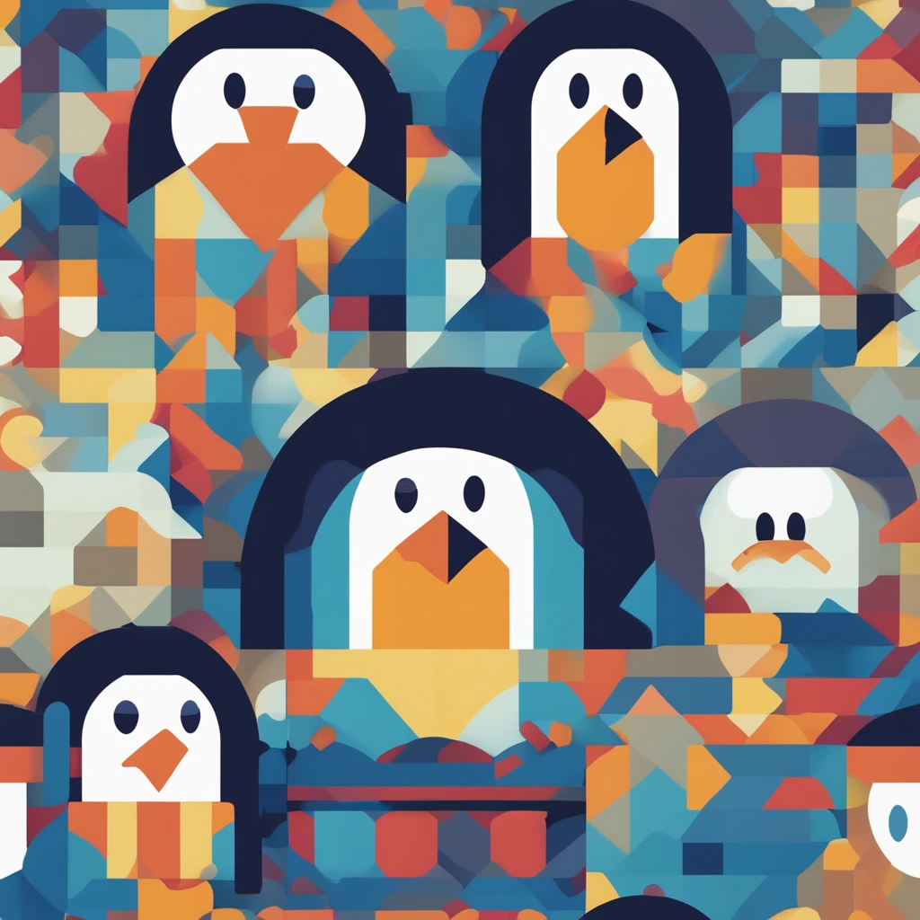 Extremely abstract pixel penguin avatar，The simplest color scheme