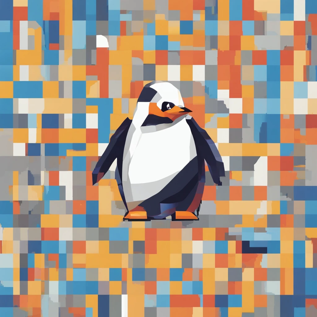 Extremely abstract pixel penguin avatar,The simplest color scheme
