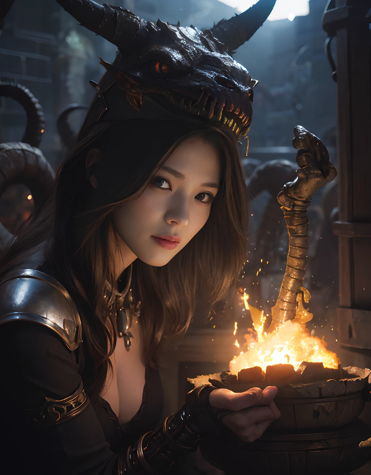 (One Knight Girl)、top-quality、masterpiece、超A high resolution、(Photorealsitic:1.4)、Raw photo、1人、Fight mutants、(Wear the Dark Knight's Armor)、glowy skin、(((Dark Fantasy)))、With a beautiful sword and shield、(Black Metal Bodysuit)、(Fight goblins、ogre、Fierce battle with orcs),(Fight fiercely against aliens)、Fight fiercely、(Skeleton collective background),(Background of decaying dungeon ruins)、(Skeleton helmet)、(Fighting Demonic Beasts)、(Small LED)、((super realistic details))、portlate、(Strong giant demon beast background),globalillumination、Shadow、octan render、8K、ultrasharp、Colossal tits、Raw skin is exposed in cleavage、metals、Details of complex ornaments、Japan details、highly intricate detail、Realistic light、(Mystical expression),CGSoation Trends、Red Eyes、radiant eyes、Facing the camera、neon details、(Mechanical limbs)、(blood vessels connected to tubes)、()、Gundam、Small LED、Toostock、(Fight aliens on another planet)、(Attack of the Monster Beasts)、(Wounded in a deadly battle)、