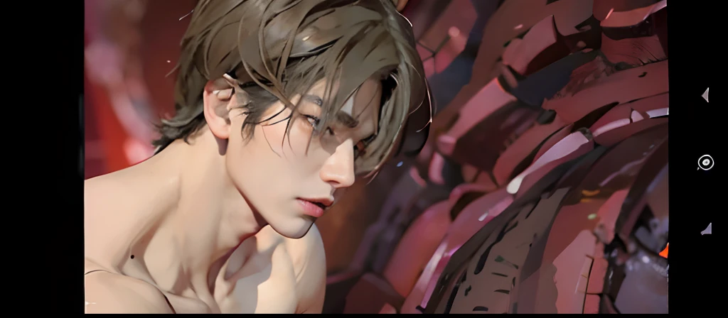 ultra realistic, high resolution, 8K, extremely detailed, ultra-detailed, good lighting, good shadow, handsome Japanese face, fierce face, tired expression, detailed expression, detailed eyes, white skin, detailed body, detailed veined, tied up pose, shirtless, natural skin glow, shiny body, slim muscular, detailed messy brown hair, ikemen 20 years old, sexy masculinity,  soft muscle, young 20 YO,  very sweaty on body, soft face, broad chest, broad shoulder, detailed soft blurry background, strong jawline, softboy