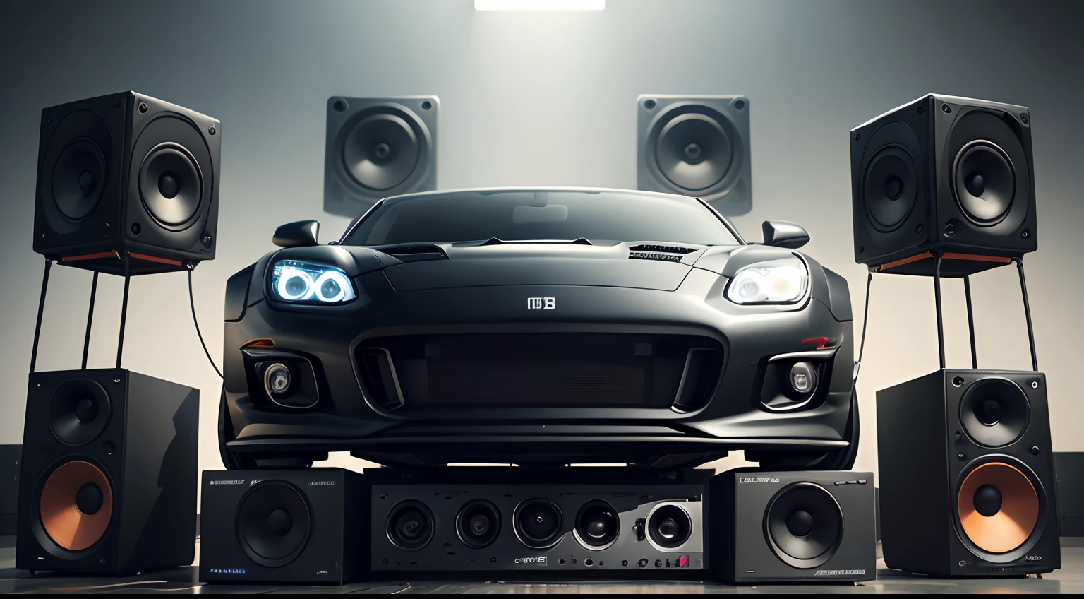 speakers are sitting on top of a car with a black background, speakers, audiophile, huge speakers, many speakers, giant speakers, subwoofer, stage speakers, audio equipments, music is life, avatar image, uploaded, music in the air, hifi, front left speaker, good music, loud music, boombox, cinematic feeling, bass music, youtube thumbnail