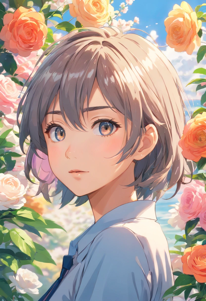 (insanely details, full bloom:1.5), ((Solo)), (Highest quality, (Colourful), (High sharpness), ((Detailed pupils)), With gray eyes, ((Painting:1.1)), (Digital painting:1.1), Detailed face and eyes,Masterpiece, Best quality, Highly detailed photo:1, 8K, tas...
