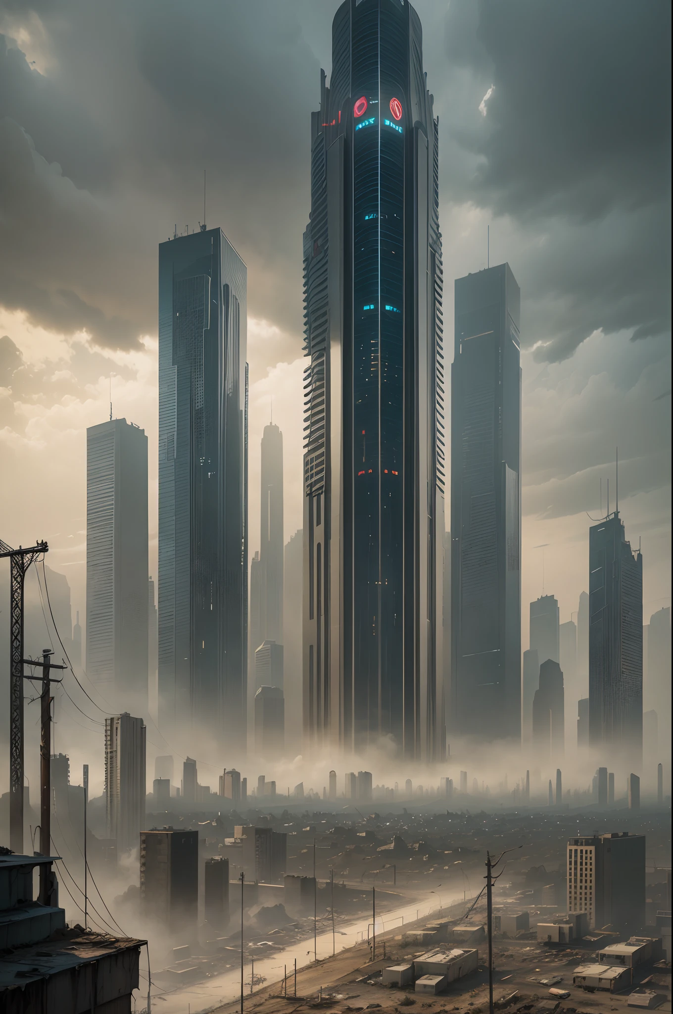 background of resident evil game, post - apocalyptic style, post apocalyptic world, set in post apocalyptic tokyo, post - apocalyptic, post - apocalyptic, postapocalyptic, Resident Evil, post - apocalyptic vibe, postapocalyptic, post apocalyptic tokyo, The resonance of the art of the Tower of Destiny, in a post-apocalyptic wasteland，Post-apocalyptic street，The City of Doom, Post-apocalyptic view, post - apocalyptic vibe，movie picture quality，Best light and shadow detail，Best architectural details，best qualtiy，Game CG quality