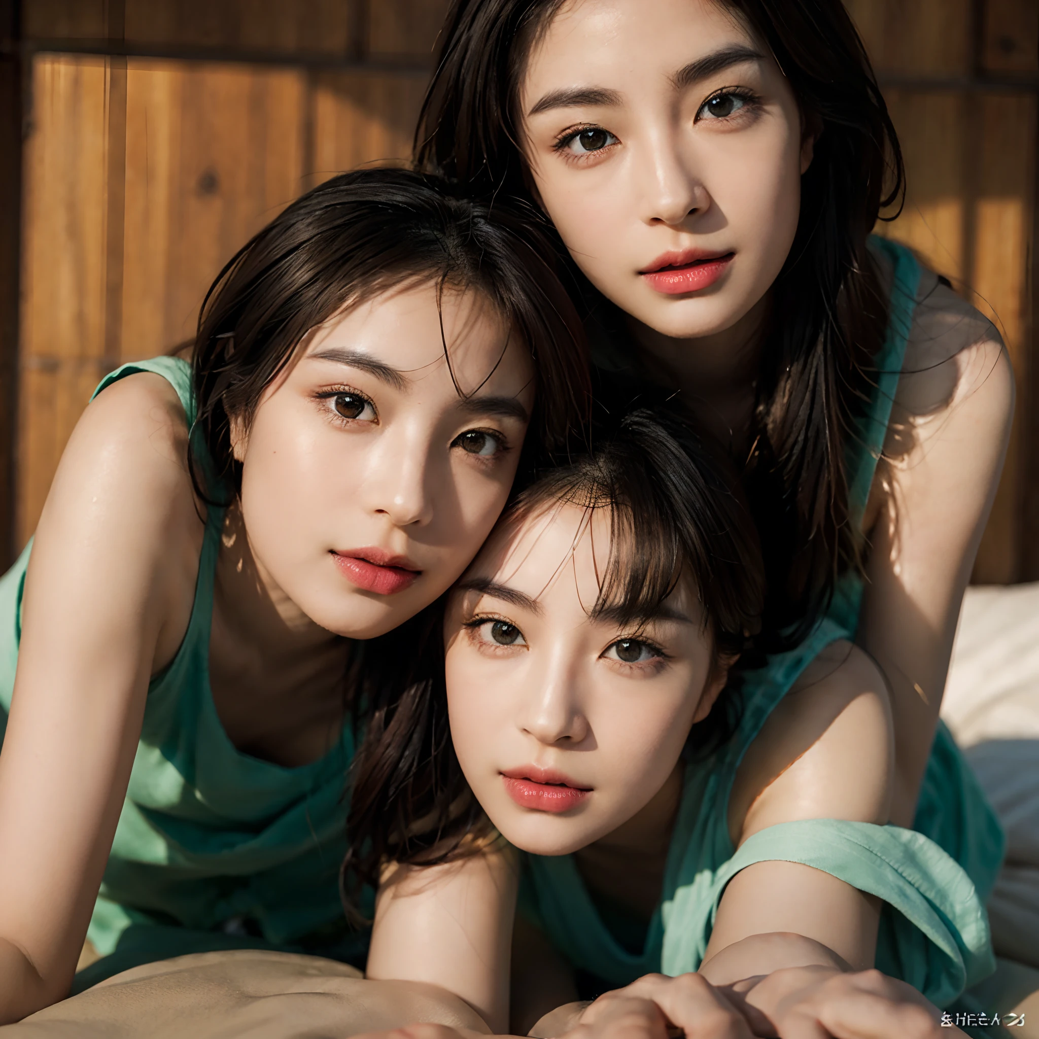 "Create the face of a woman inspired by Asian, Persian, and Russian traits:
- Face size: 21 centimeters.
- Nose position: Centered, 4 centimeters below the eyes.
- Nose size: 3.5 centimeters, refined and slightly upturned.
- Mouth size: 3 centimeters, with plush, well-defined lips.
- Eye details: Almond-shaped, green eyes, 2.5 centimeters in diameter, angled at 10 degrees, with a subtle curve.
- Radiant bronze complexion, evoking a sun-kissed glow.
- Short red hair, 10 centimeters in length, framing the face elegantly.
- Ensure hyper-realistic rendering with an 8K resolution."