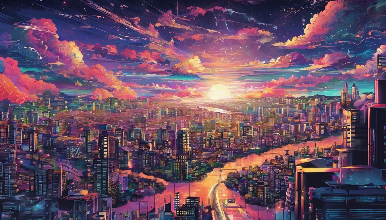 ciudad destruida, noche, lluvia, cielo nublado