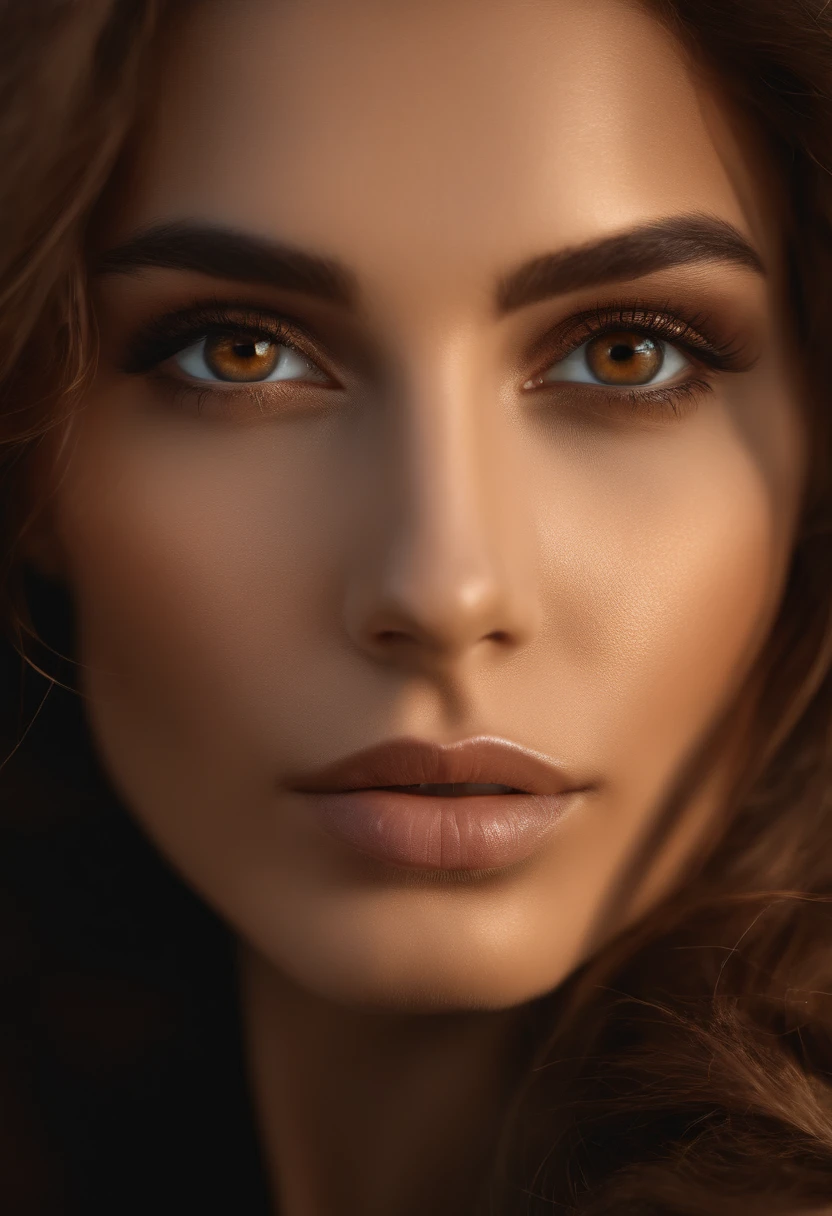 photo realistic woman, woman brown eyes, brown hair, ultrahd, surrealistic style, angel, detailed face