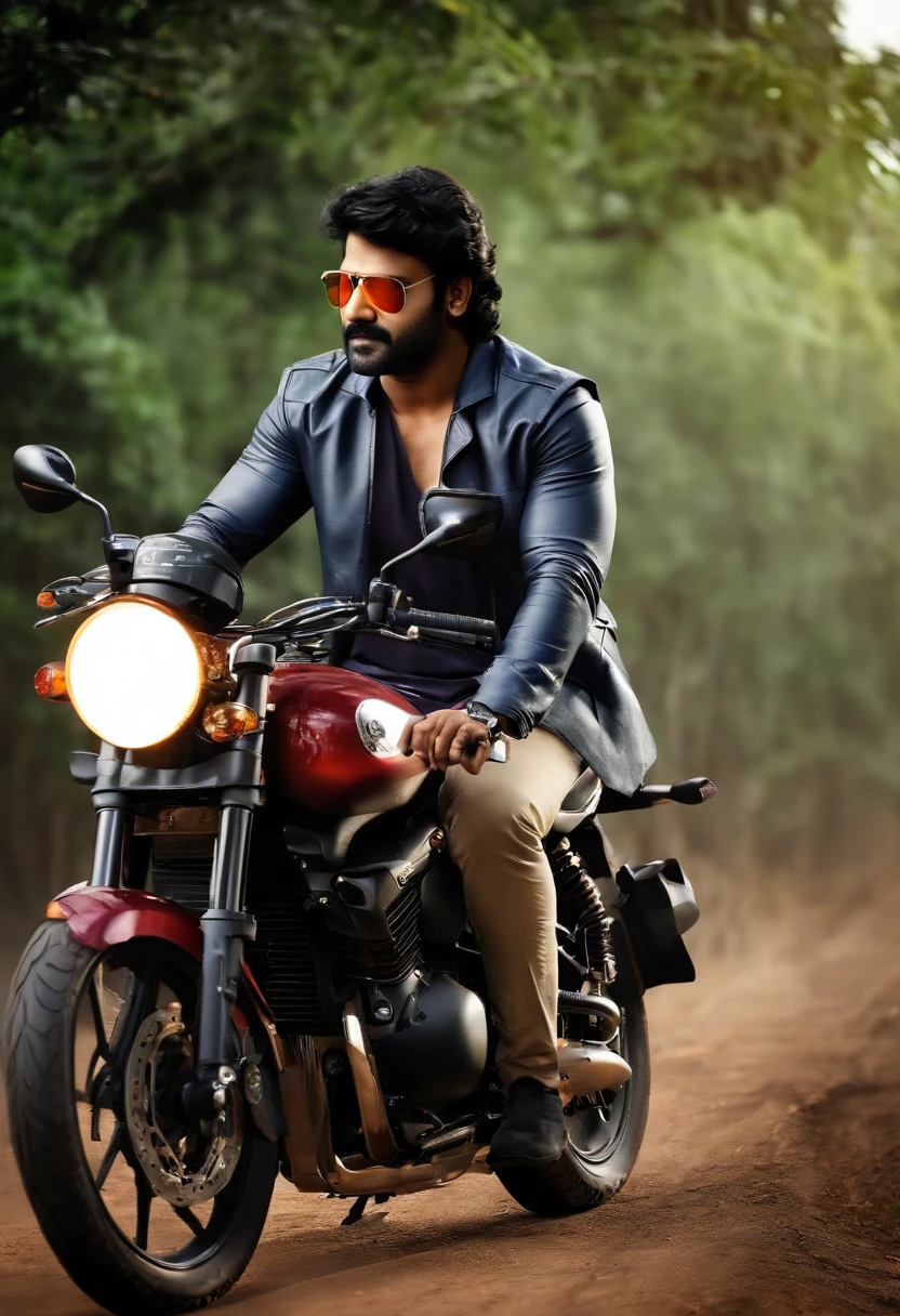 Telugu hero prabhas in bike looks