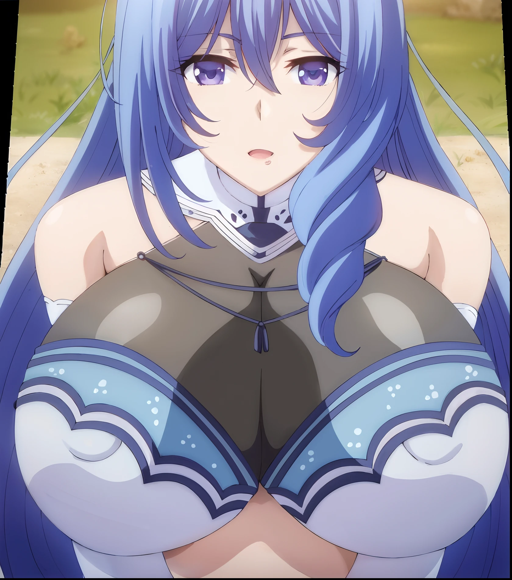 anime girl with blue hair and a black bra top, blue scales covering her chest, oppai, scales covering her chest, seductive anime girl, scales on her chest, big breasts!, Aoe Mai from Mama × Holic, [32k hd]^10, Yukionna, with a large breasts, screenshot from hentai anime, MILF
