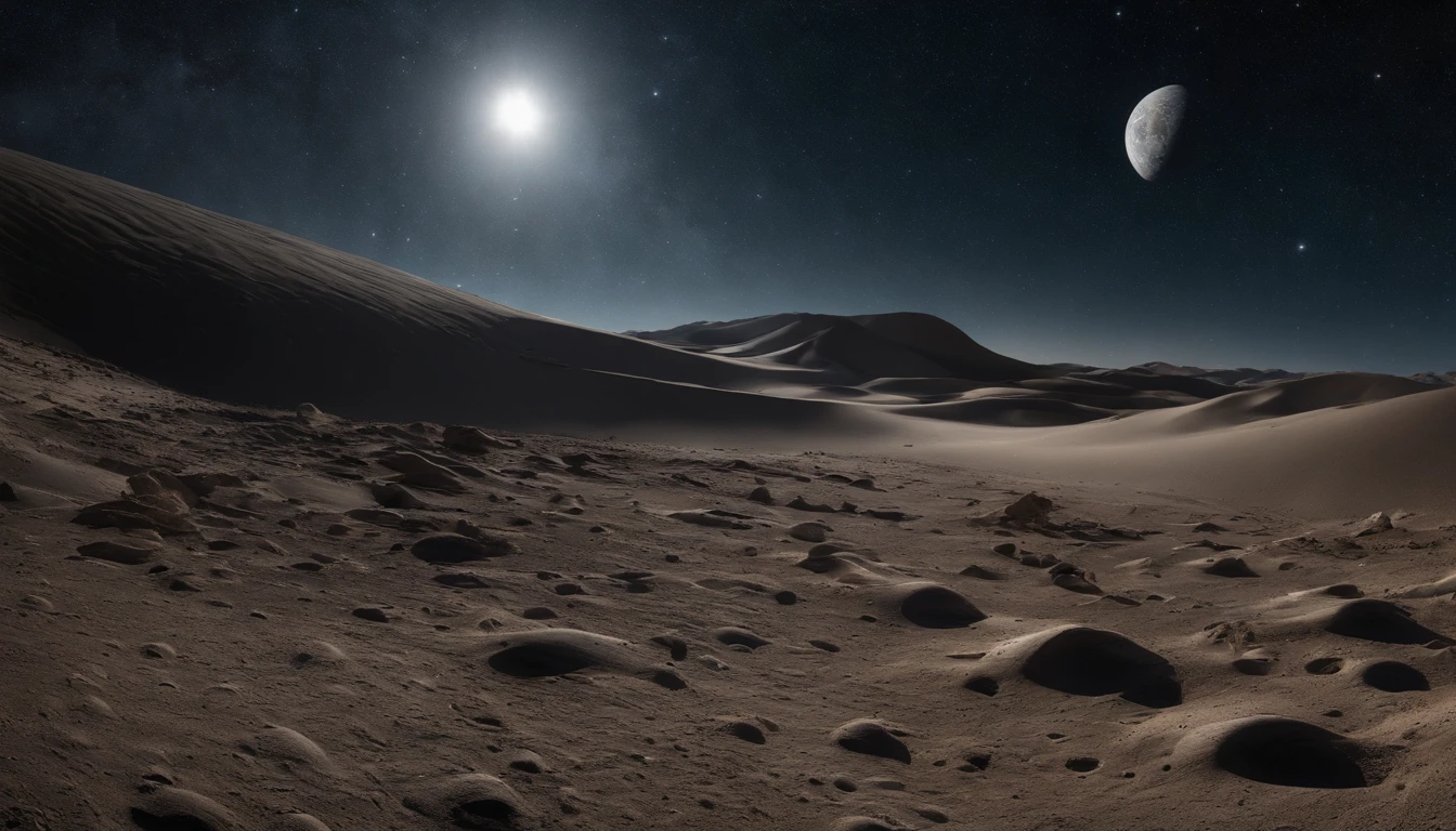 Master parts、Superior quality、Superior image quality、8K quality、Beautiful picture of the starry sky、magnifica、arching milkyway:1.25、Alafard view of Earth as seen from the lunar surface:1.25, Lunar surface, space photo, On the moon, lunar backdrop, lunar backdrop, On the moon, Lunar soil, space photo, moonscape, focus on the moon, on moon, Numerous craters, Earth as seen from the surface of the Moon:1.9, Big Earth in the sky:1.9, Space battleship Yamato:1.9