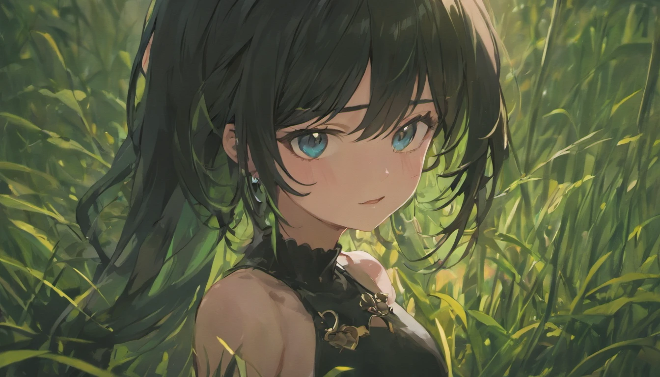 Masterpiece,Best quality,Ultra-detailed,8K,Detailed light,detailed shadow,primitive,Grass,, (Detailed skin),(Realistic:1.2), 1girll,face, Pilyeon, Black nails, jewelry, Long hair, view the viewer, choker necklace, necklace,Piercing, White background, Heart, Closed mouth, With gray eyes, nail polish, Simple background, Black hair, Ear piercing, Black necklace, Smile, eyeslashes, Lips, hand,