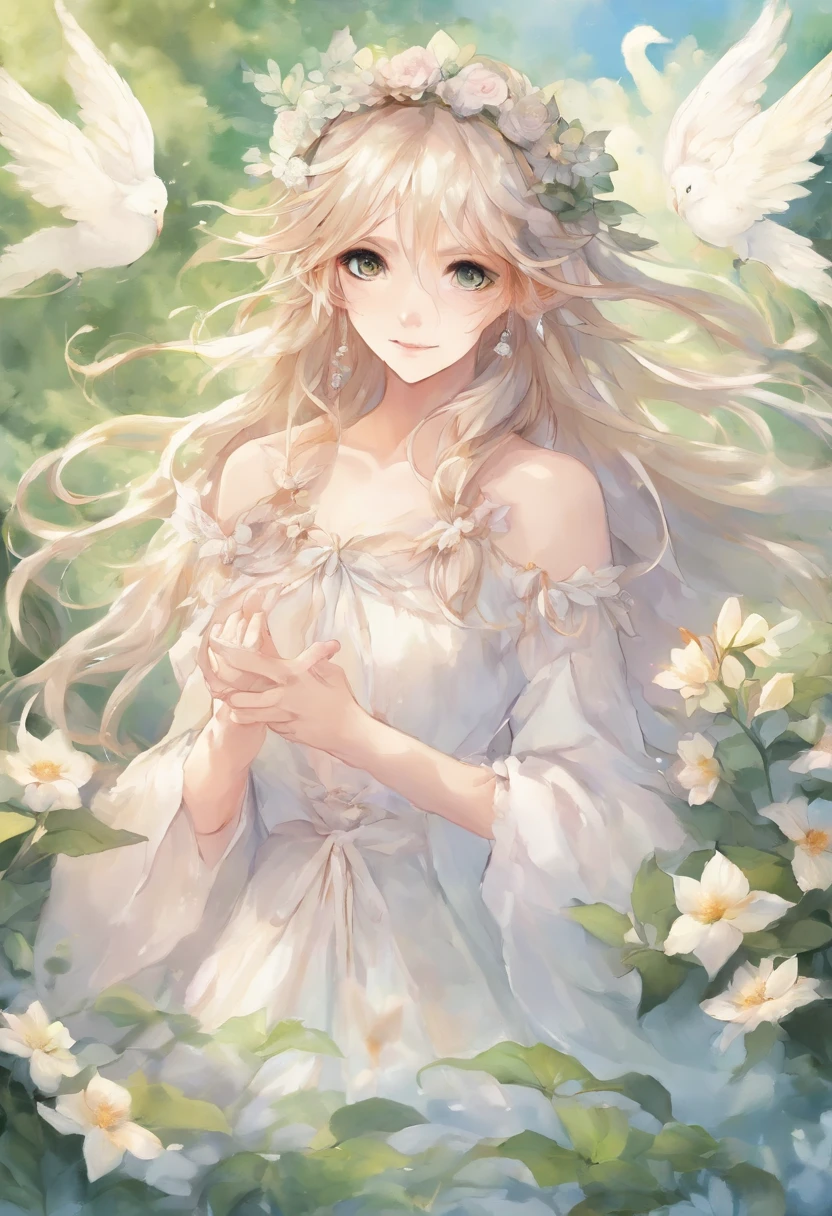 in white clouds fairyland, Dreamy Romantic,Ultimate simplicity,On the lake,Face