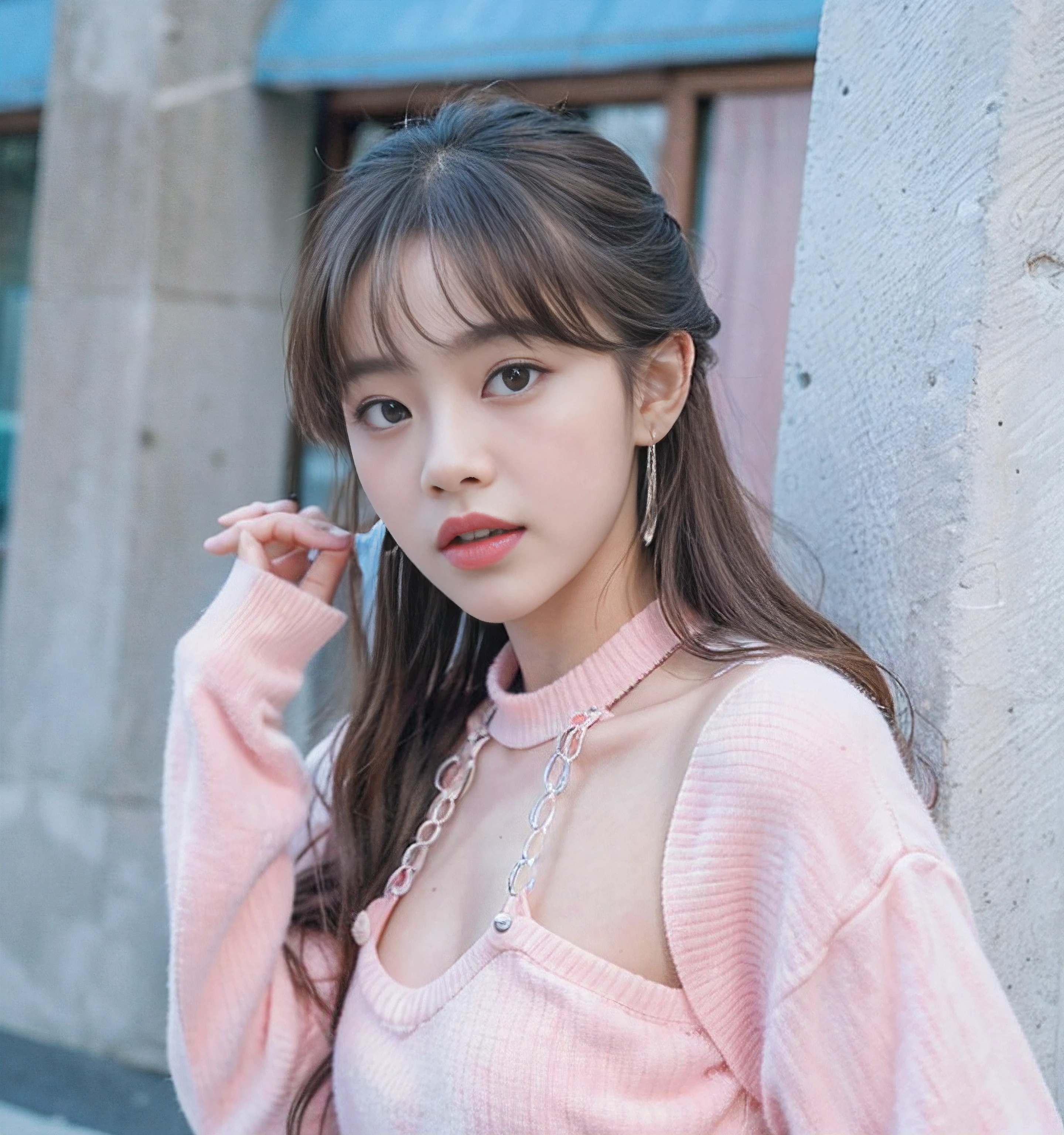 There was a woman sitting down, lalisa manobal, portrait of jossi of blackpink, portrait of female korean idol, lalisa manoban of blackpink, park jimin, Lee Ji-eun, lee ji eun, sakimichan, chiho, Choi Hyun-hwa, jaeyeon nam,Good teeth,Moisturize lips,Good lips,sideface,
