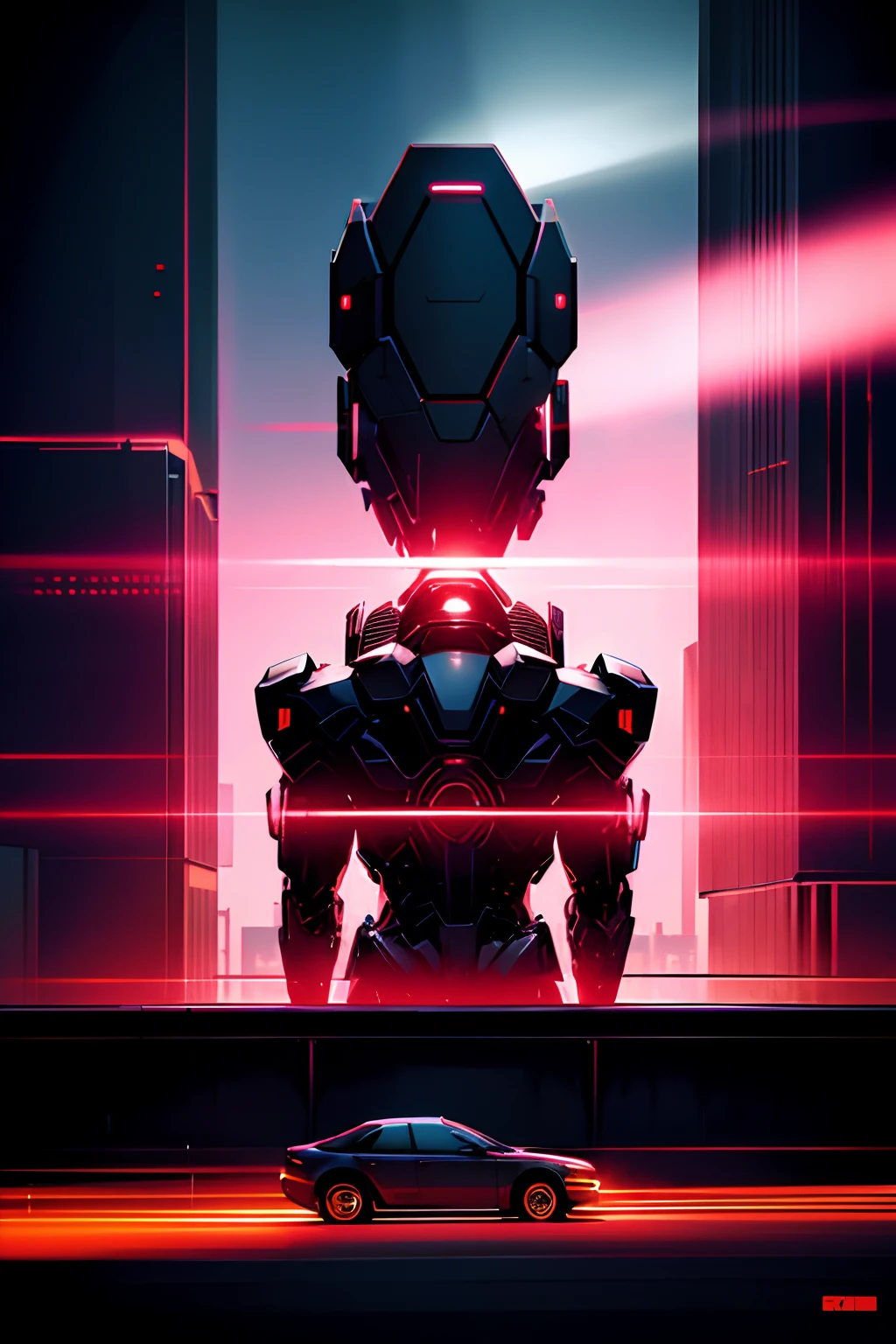The Car，cyber punk perssonage，nighttime scene，highways，城市，vectorstyle