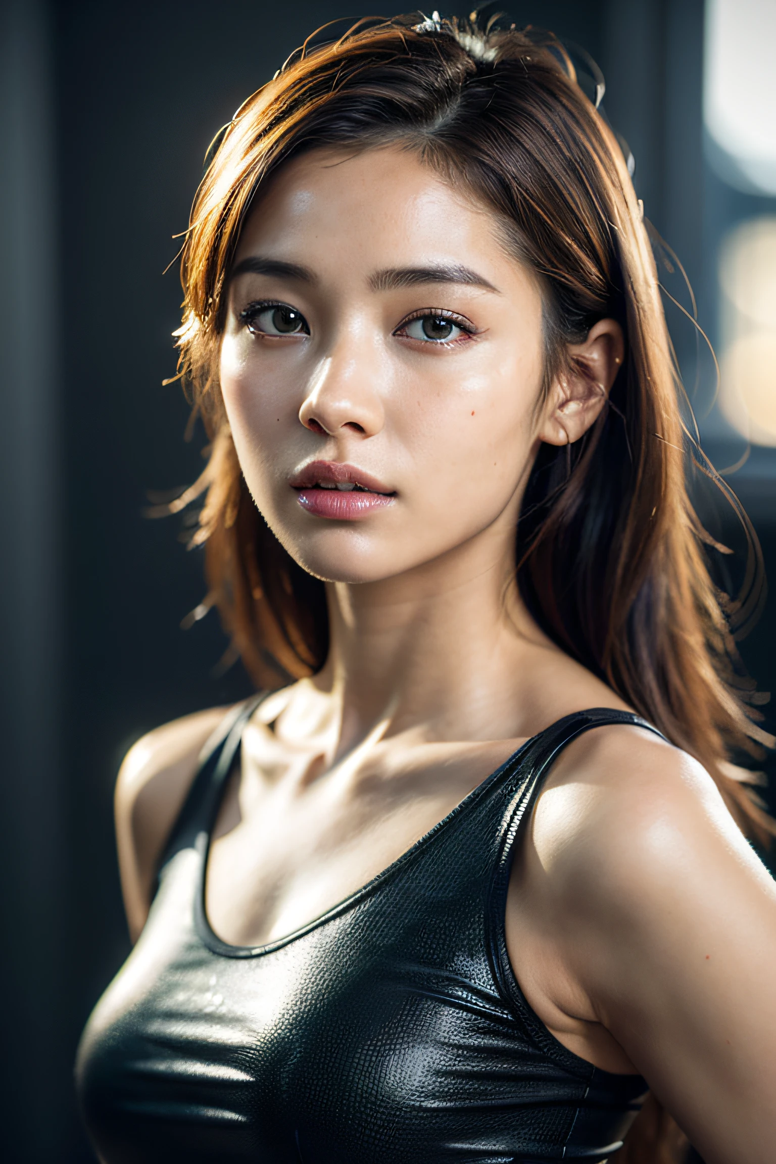 dressed, (photo realistic:1.4), (hyper realistic:1.4), (realistic:1.3), (smoother lighting:1.05), (increase cinematic lighting quality:0.9), 32K, 1girl,20yo girl, realistic lighting, backlighting, light on face, ray trace, (brightening light:1.2), (Increase quality:1.4), (best quality real texture skin:1.4), finely detailed eyes, finely detailed face, finely quality eyes, (tired and sleepy and satisfied:0.0), face closeup, t-shirts, (Increase body line mood:1.1), (Increase skin texture beauty:1.1)