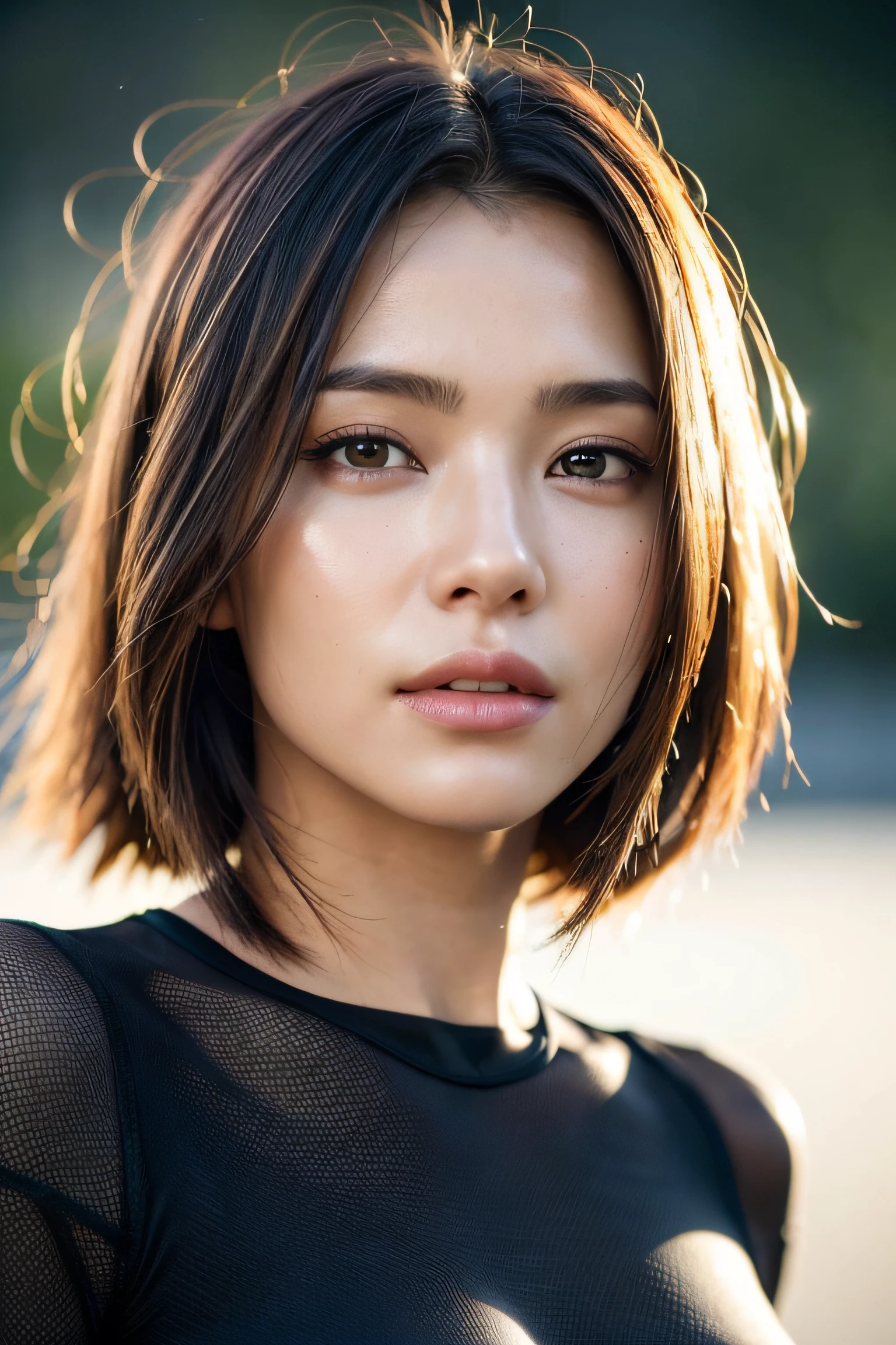 dressed, (photo realistic:1.4), (hyper realistic:1.4), (realistic:1.3), (smoother lighting:1.05), (increase cinematic lighting quality:0.9), 32K, 1girl,20yo girl, realistic lighting, backlighting, light on face, ray trace, (brightening light:1.2), (Increase quality:1.4), (best quality real texture skin:1.4), finely detailed eyes, finely detailed face, finely quality eyes, (tired and sleepy and satisfied:0.0), face closeup, t-shirts, (Increase body line mood:1.1), (Increase skin texture beauty:1.1)
