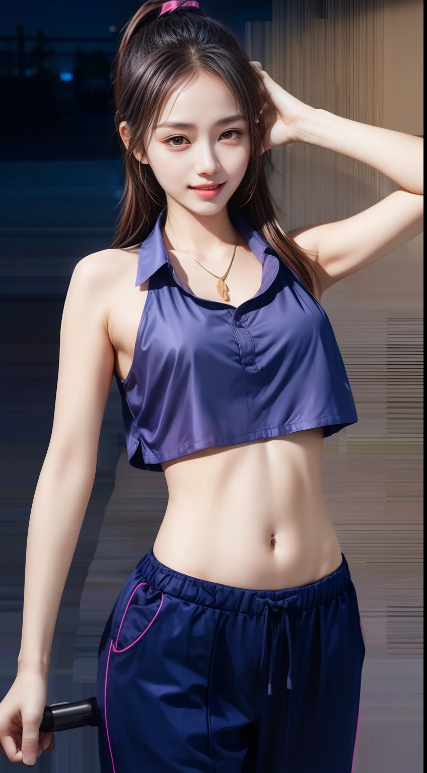 (8x_NMKD-Superscale_150000_G),(8K, Super high quality,highest quality),(masterpiece:1.5),Arafed image of a young girl in a blue dress, wear a Tank top and skirt, blue Tank top, Tank top, navy leotard costume, tight fitted Tank top, tennis wear, cute girl wear tank suit, dark blue leotard costume, wear Tank top, Tank top, fubuki, wear : Tank top