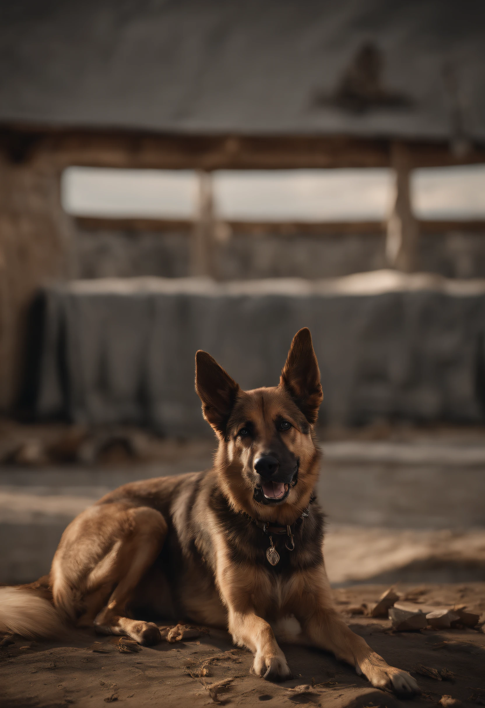 "Produce an artistic representation of the dog, the unsung hero, amidst the chaos of World War II, serving as a symbol of courage and devotion."(RAW Photo), (Hyper Realistic, best quality),8k,(realistic, photo-realistic:1.3)Cinematic, (maximalist photo 8k resolution, intricately detailed, complex, elegant, expansive, fantastica), Hyper-detailed, insane details, Beautifully color graded, Unreal Engine, DOF, Super-Resolution, Megapixel, Cinematic Lightning, Anti-Aliasing, FKAA, TXAA, RTX, SSAO, Post Processing, Post Production, Tone Mapping, CGI, VFX, SFX, Insanely detailed and intricate, Hyper maximalist, Hyper realistic, Volumetric, ultra photoreal, ultra-detailed, intricate details, Super detailed, Full color, Volumetric lightning, HDR, Realistic, Unreal Engine, 16K, Sharp focus, octane render.