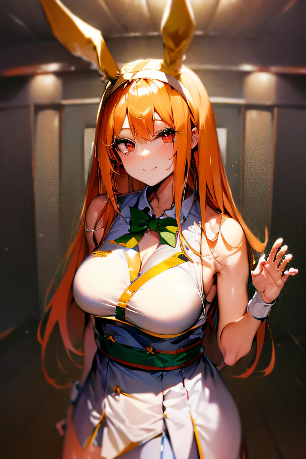 Raphtalia, 25 year old woman, orange hair, orange hair, rounded bear ears, ruby red eyes, semen, disco background, naked. bare breasts, body covered in semen. sexy, cum on breasts, lewd expression. tears in her eyes. crying tears, big breasts